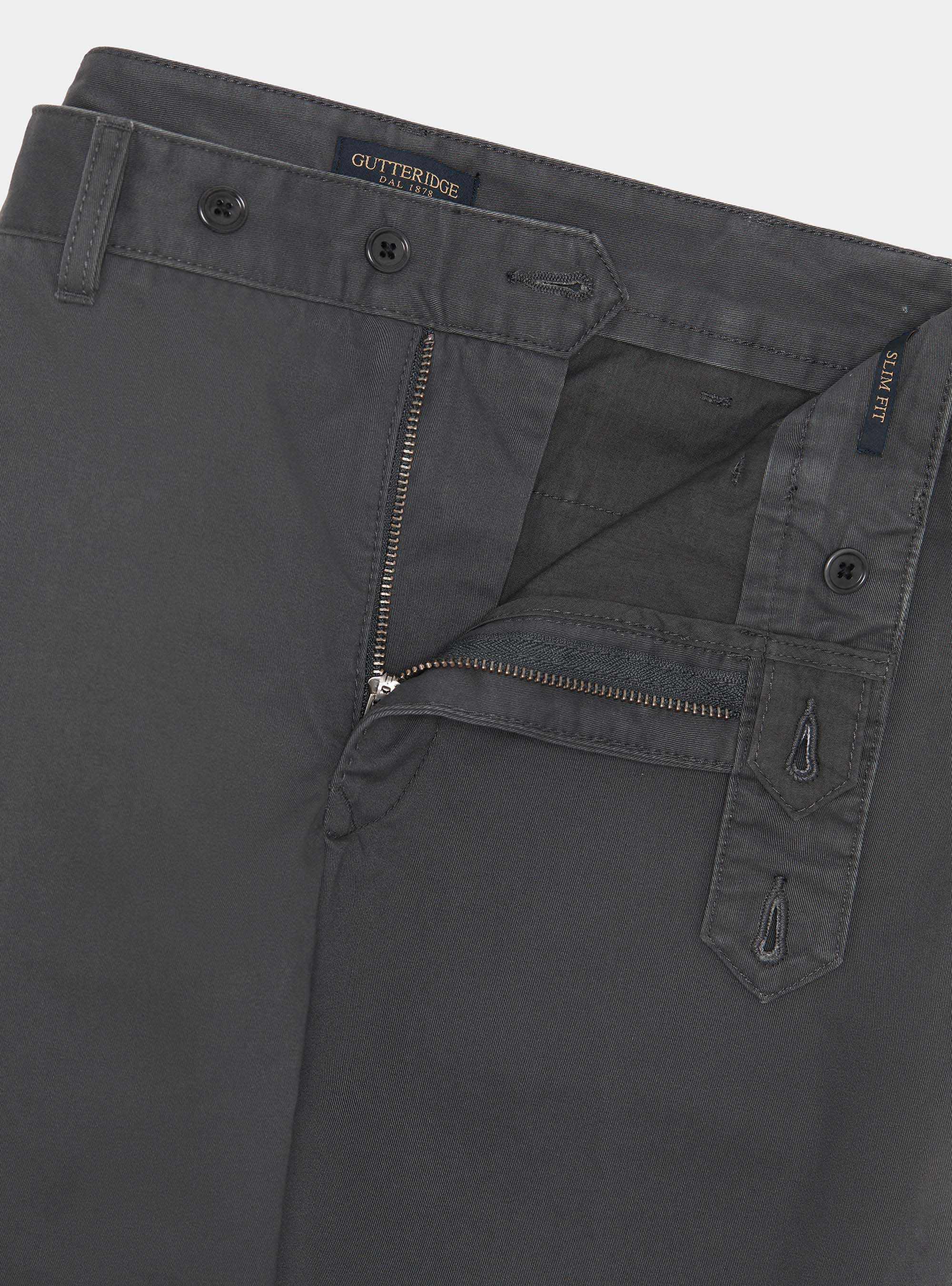 Cotton twill chino trousers, ASPHALT GREY