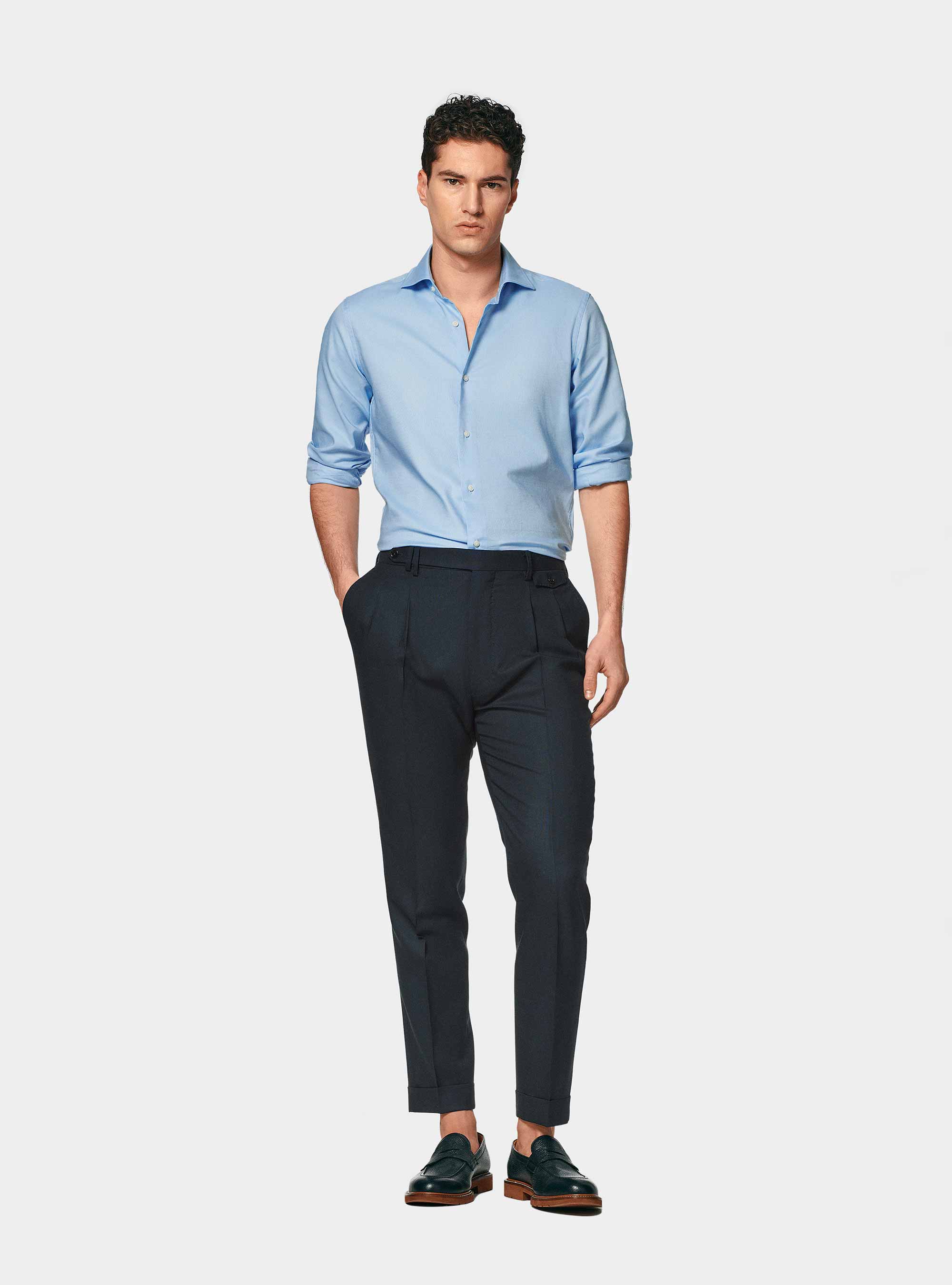 Chemise en coton oxford, BLEU CIEL