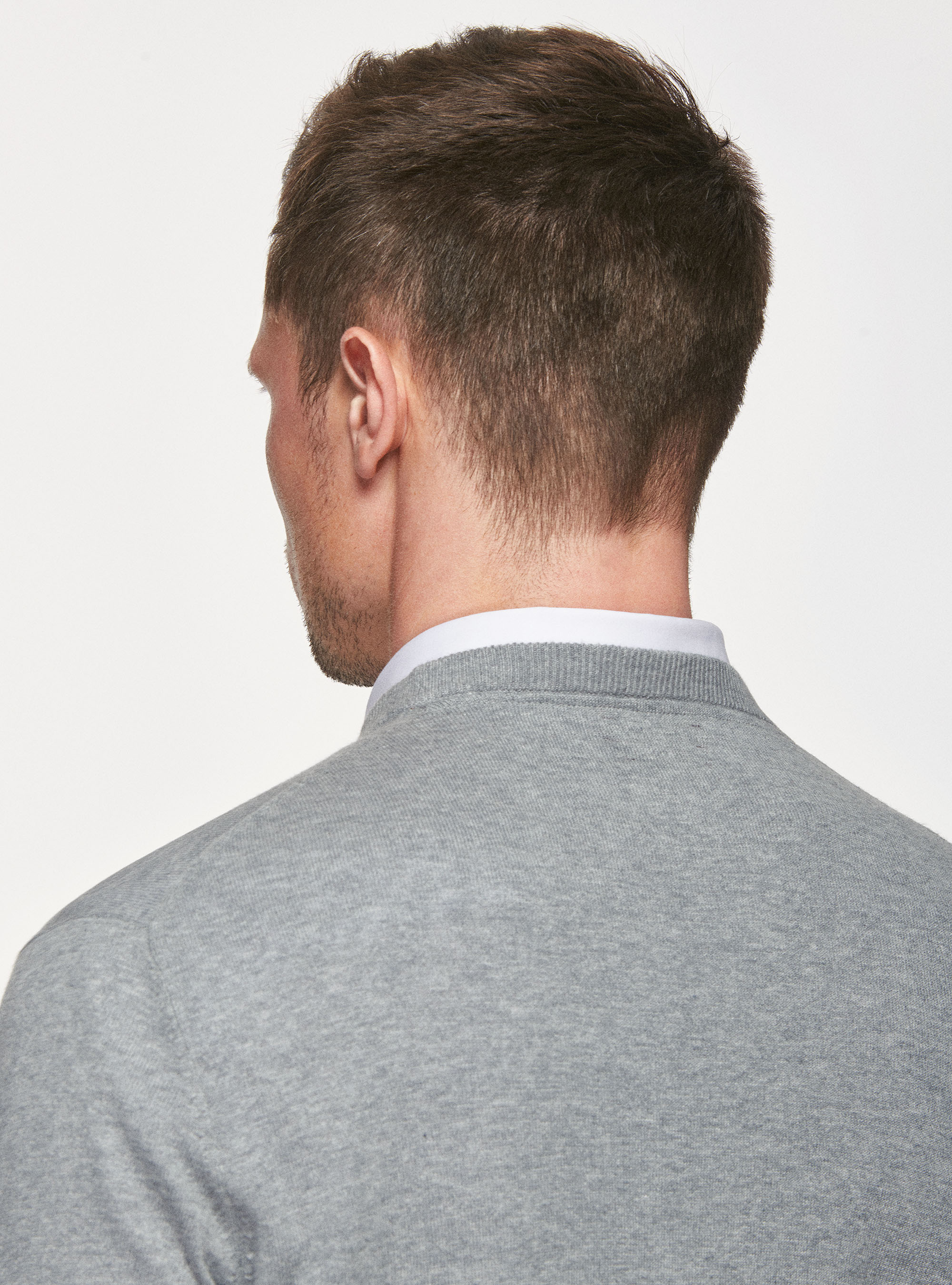 Maglia girocollo in cotone seta e cashmere, GRIGIO MELANGE 0151C