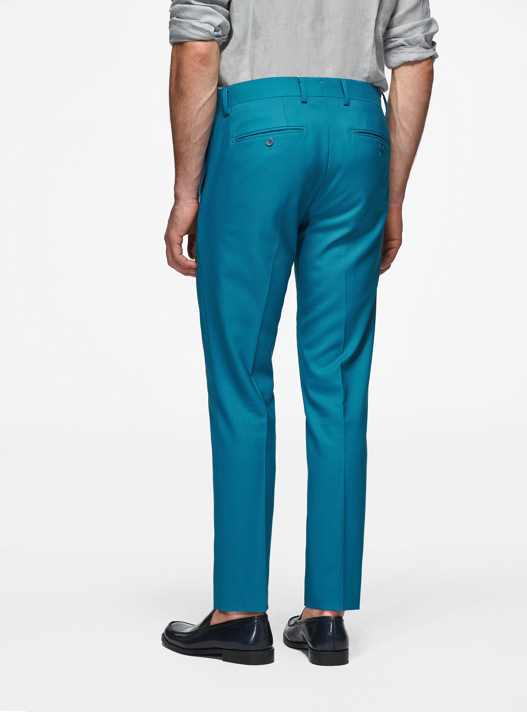 Pantaloni in pura lana Vitale Barberis Canonico, PETROLIO