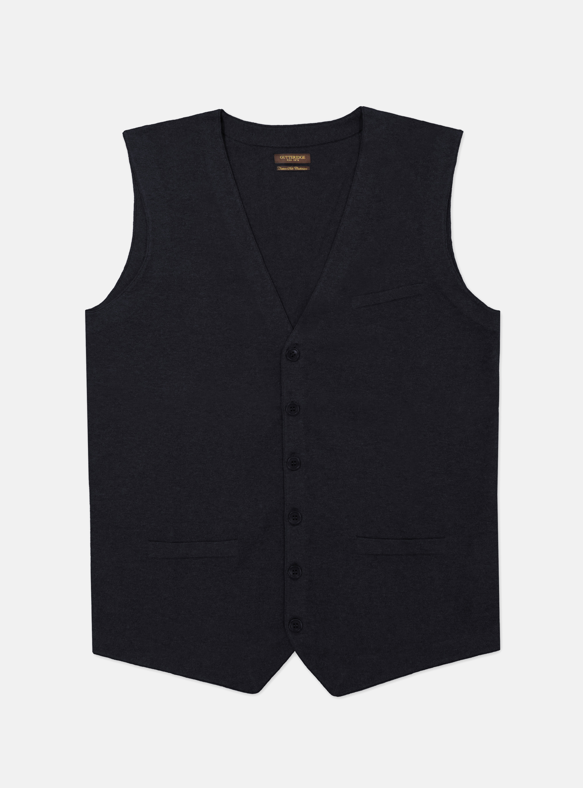 Chaleco de puntp en algod&oacute;n de seda de cashmere, AZUL MARINO