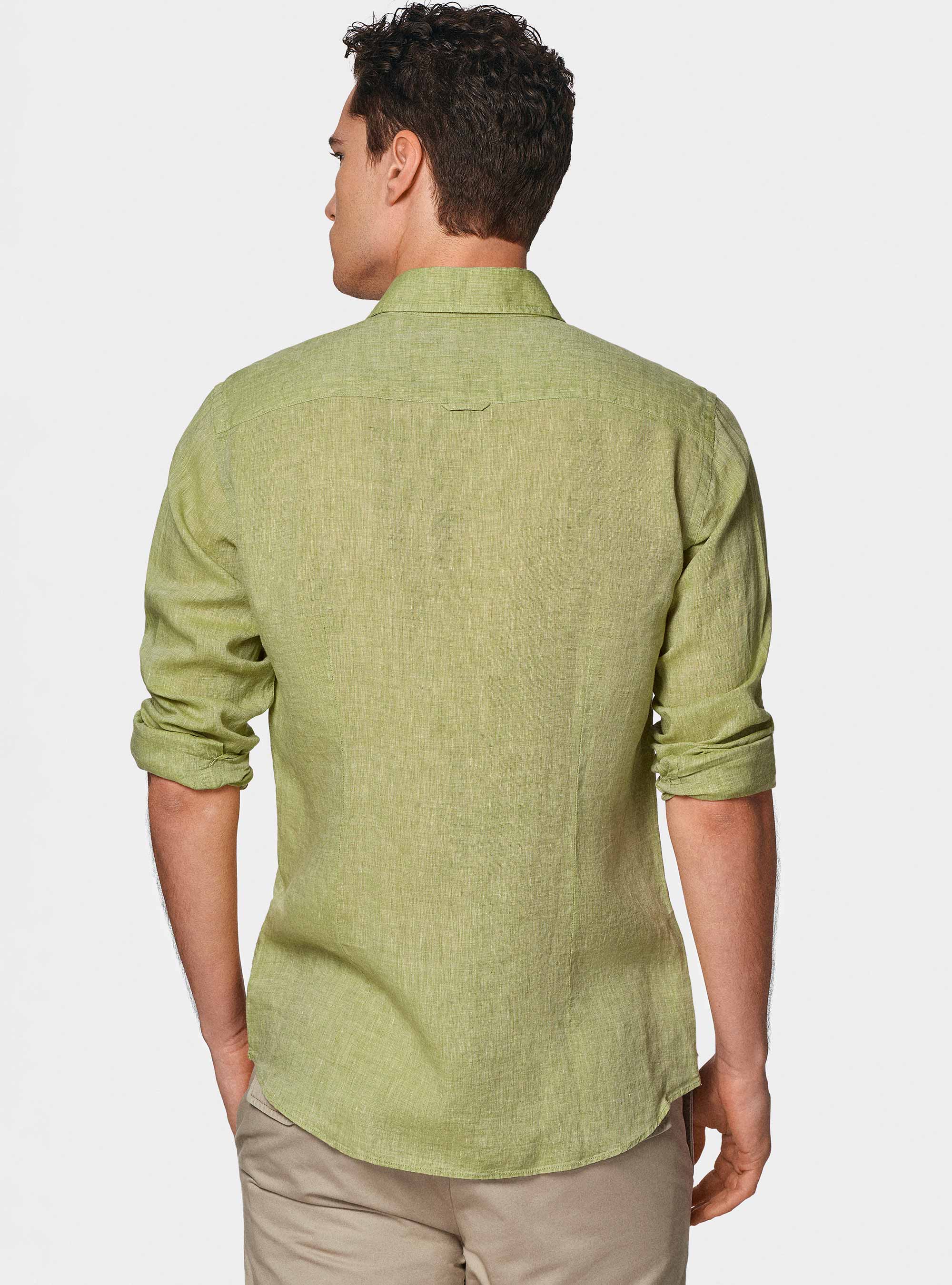 Camicia in puro lino, VERDE PISTACCHIO 0616C