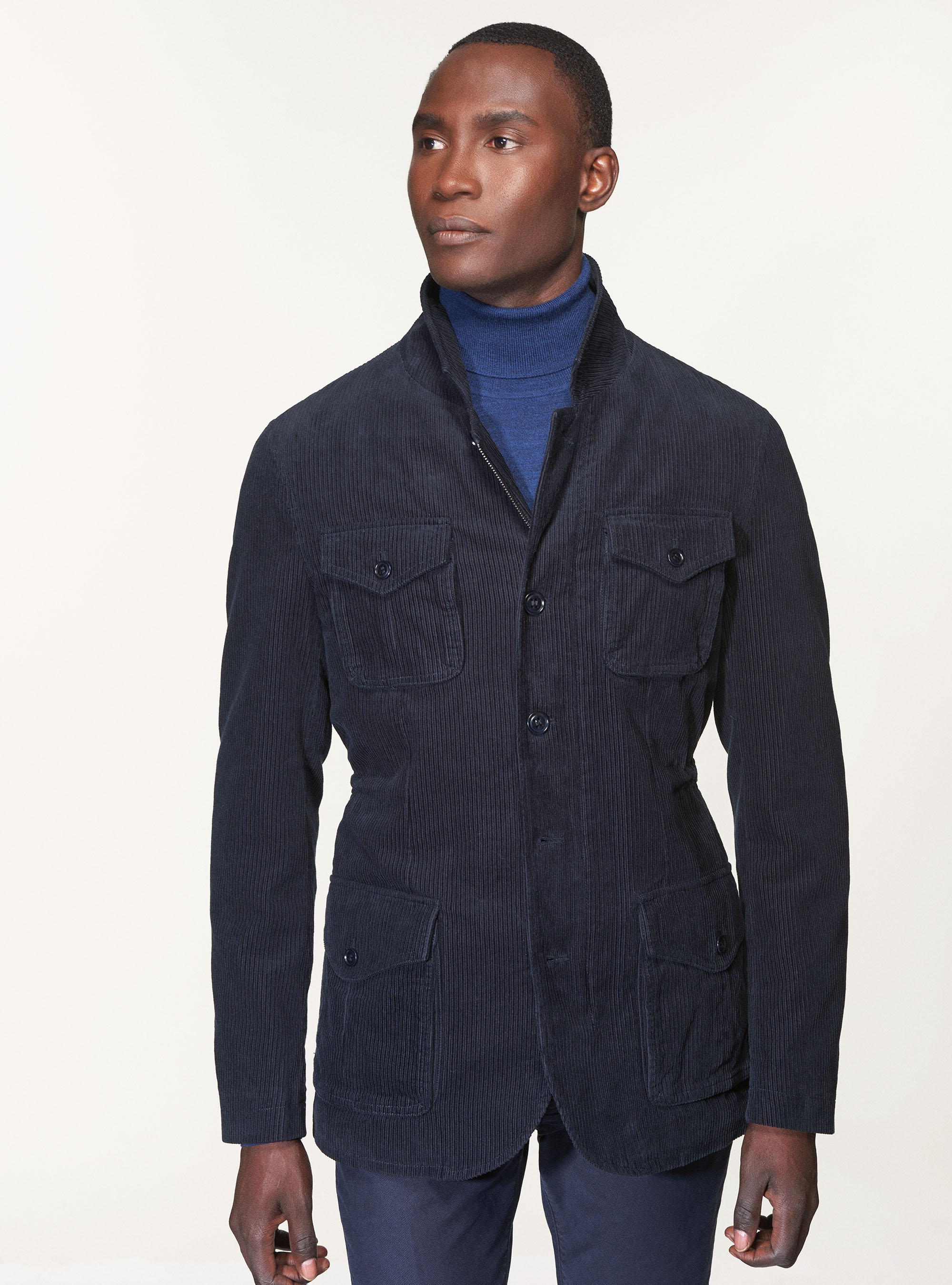 Gutteridge - Sahariana in velluto con imbottitura, Unisex, Blu Navy, Taglia: 50