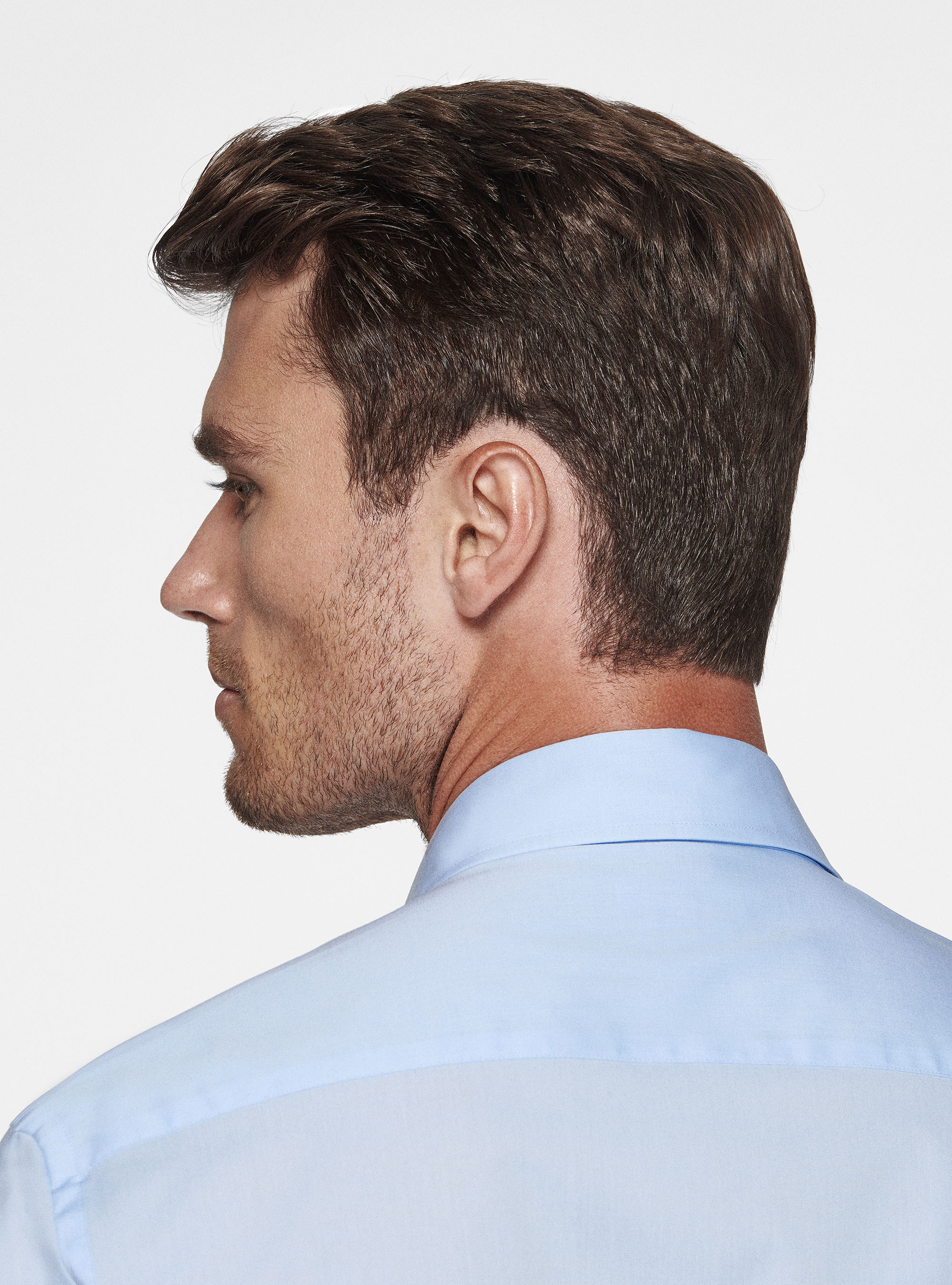 Chemise en popeline stretch, BLEU CIEL