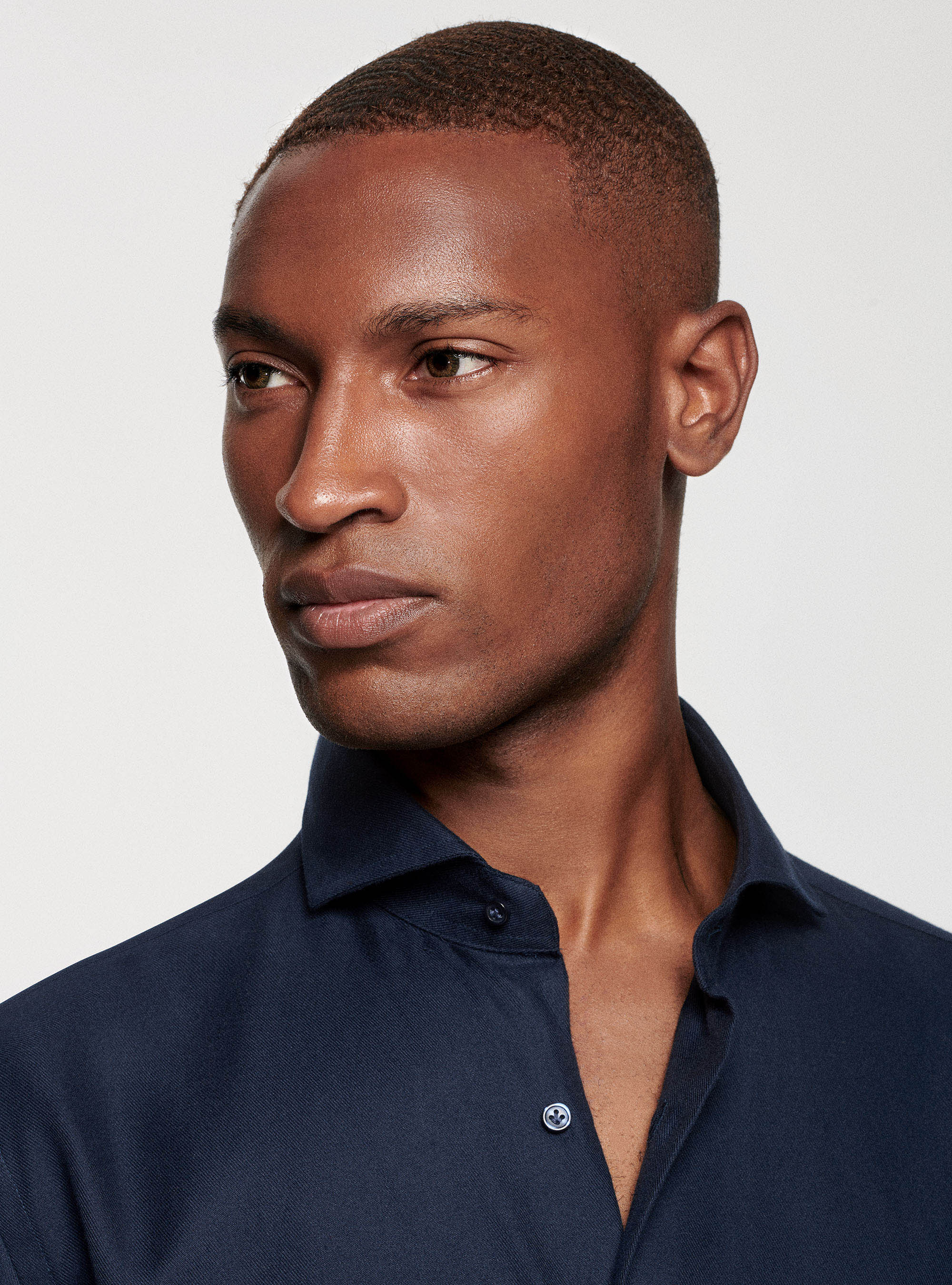 Camicia in flanella di cotone, BLU NAVY