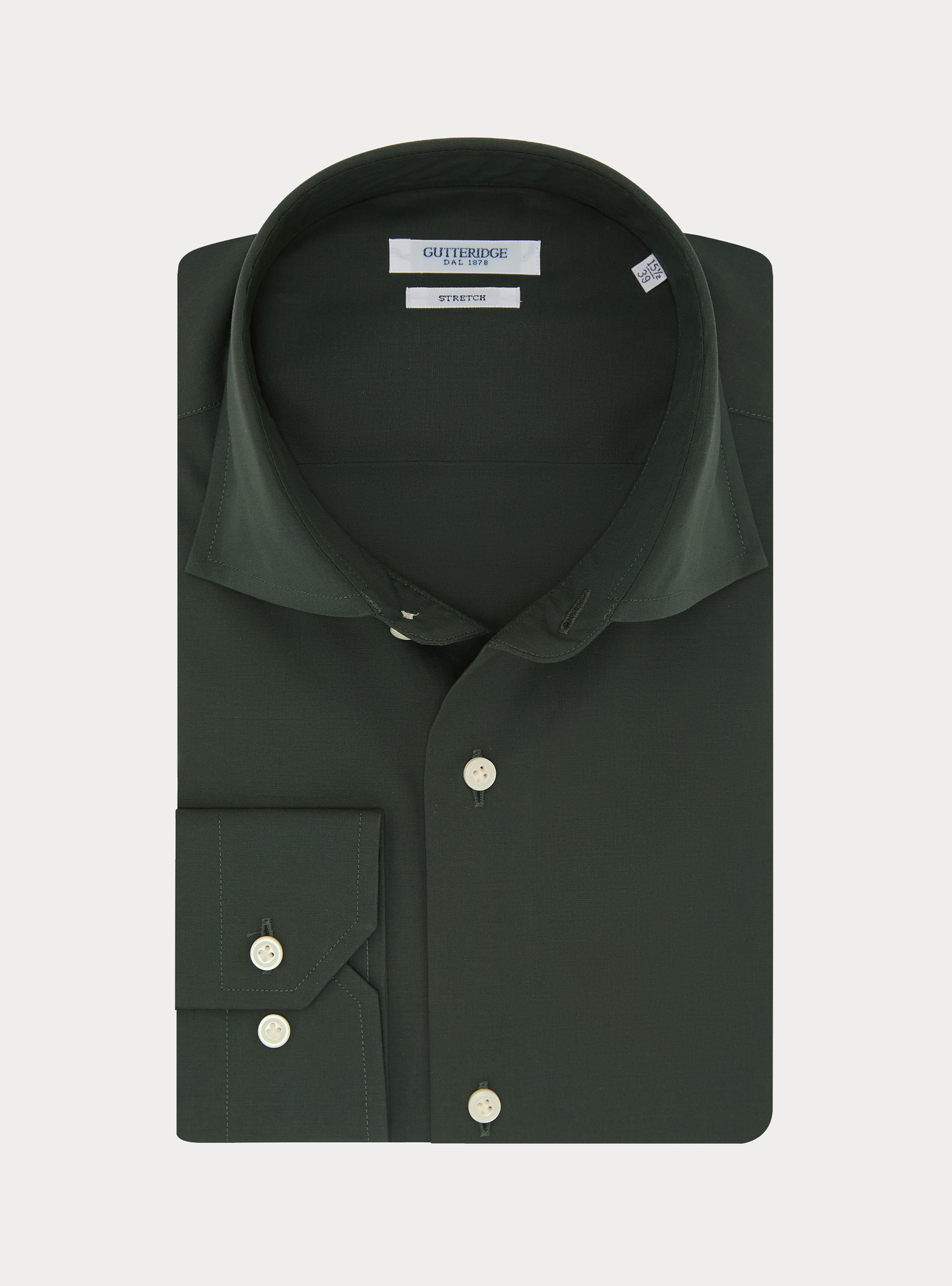 Camicia in cotone popeline stretch, VERDE