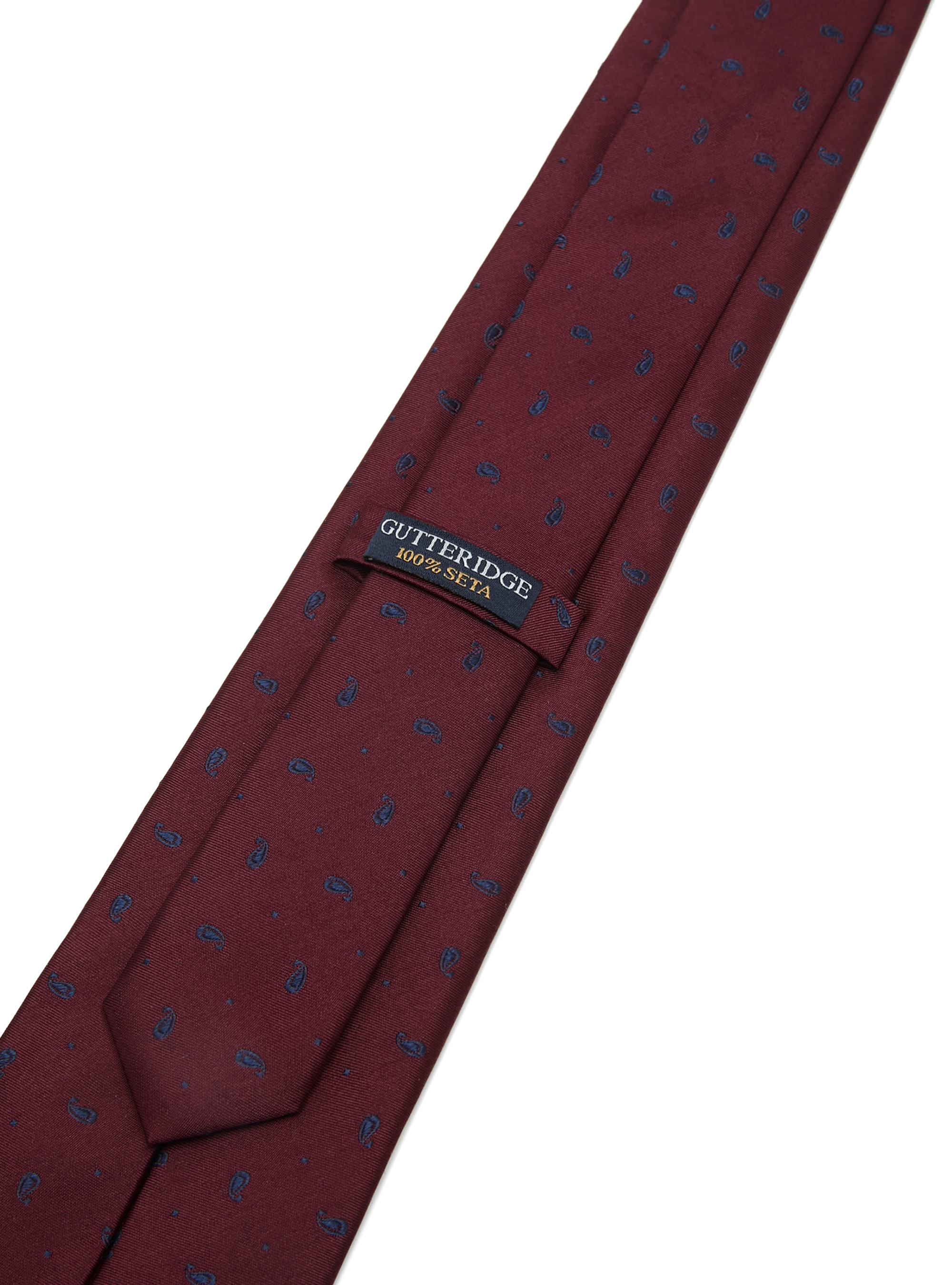 Cravatta in seta jacquard motivo paisley, BORDEAUX/NAVY BN02