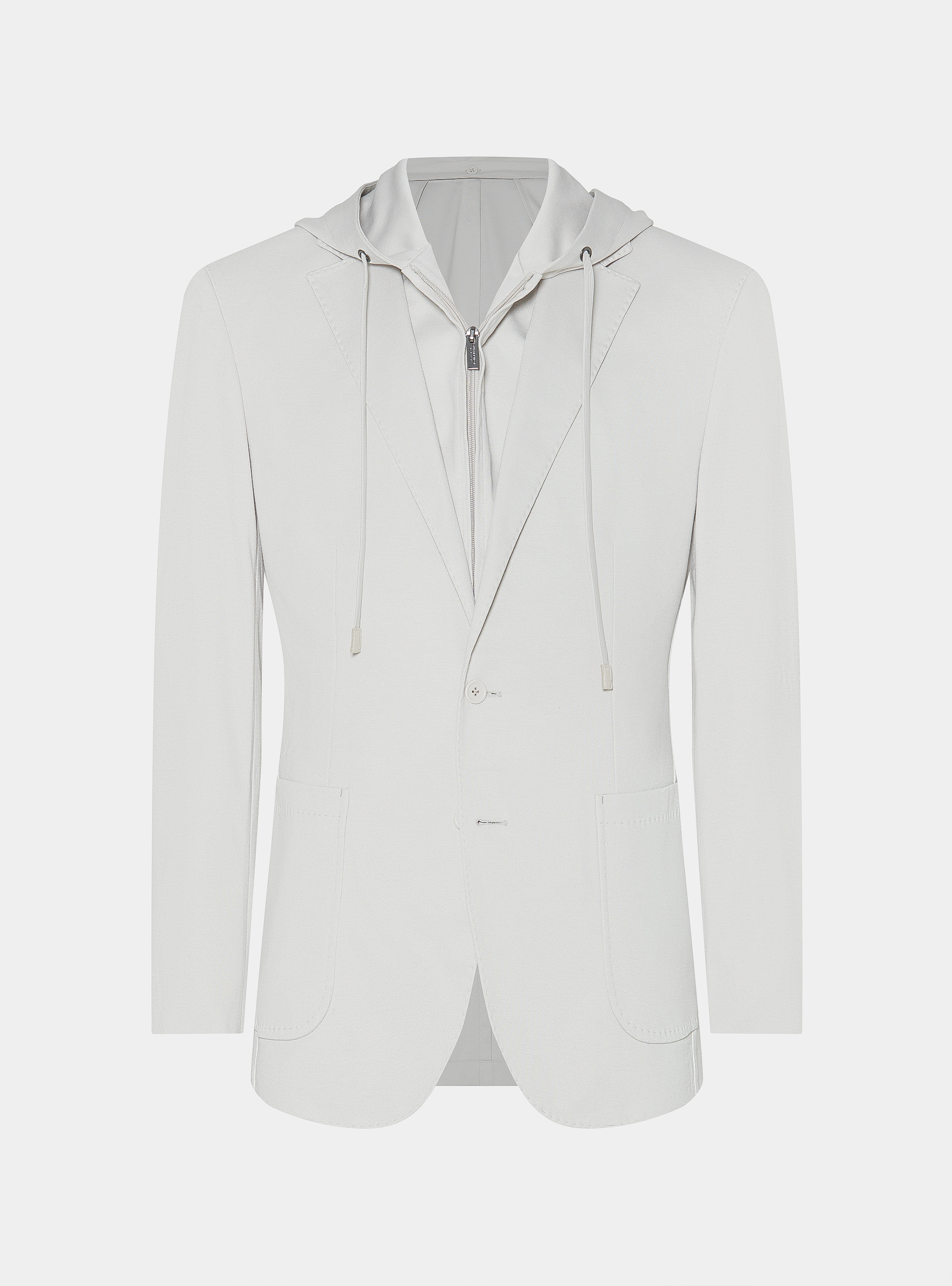 Giacca jersey con cappuccio removibile, PERLA 0178C