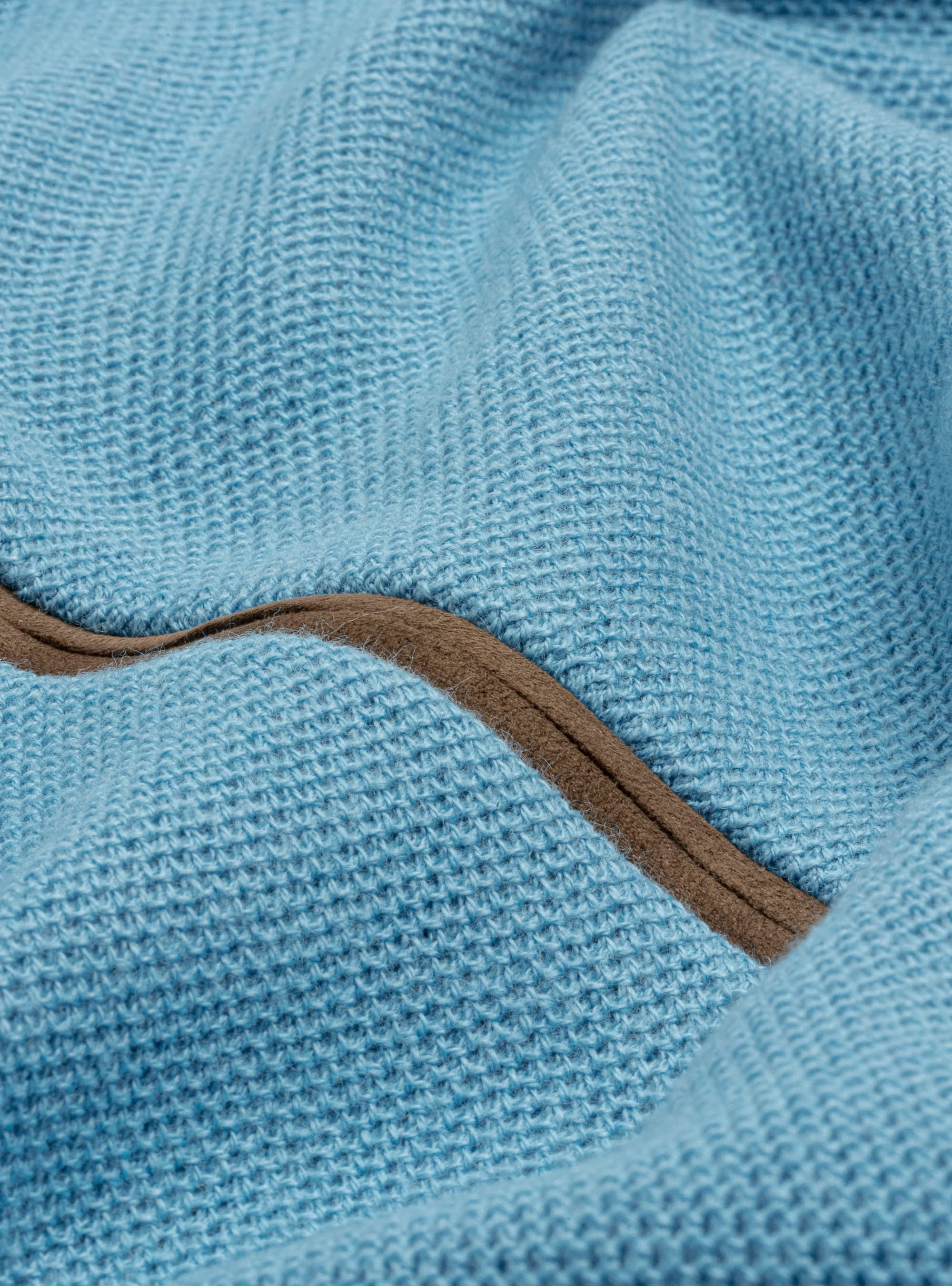 Maglia mezza zip in cotone cashmere, AZZURRO