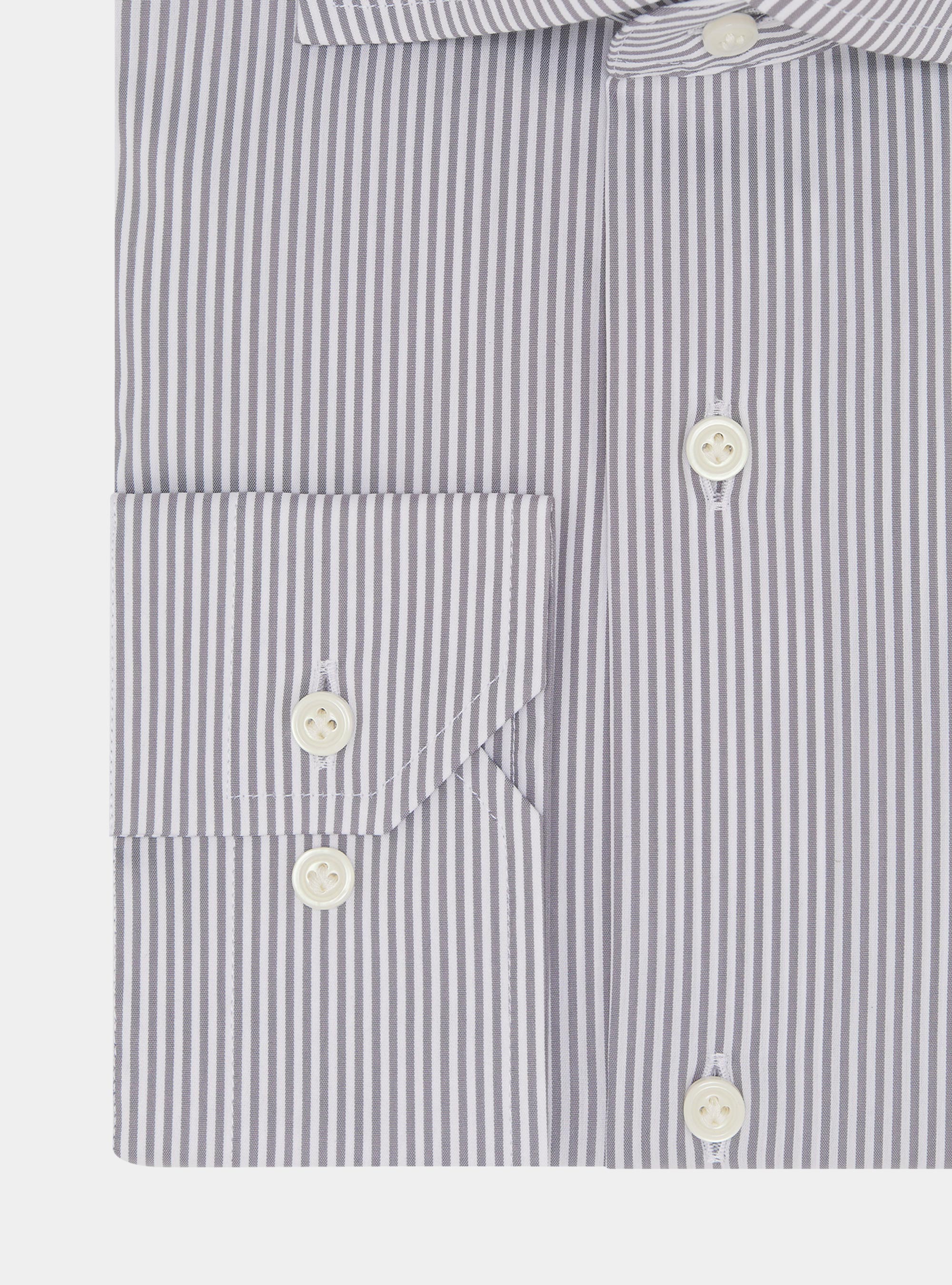 Camicia a righe popeline stretch, GRIGIO CHIARO MELANGE