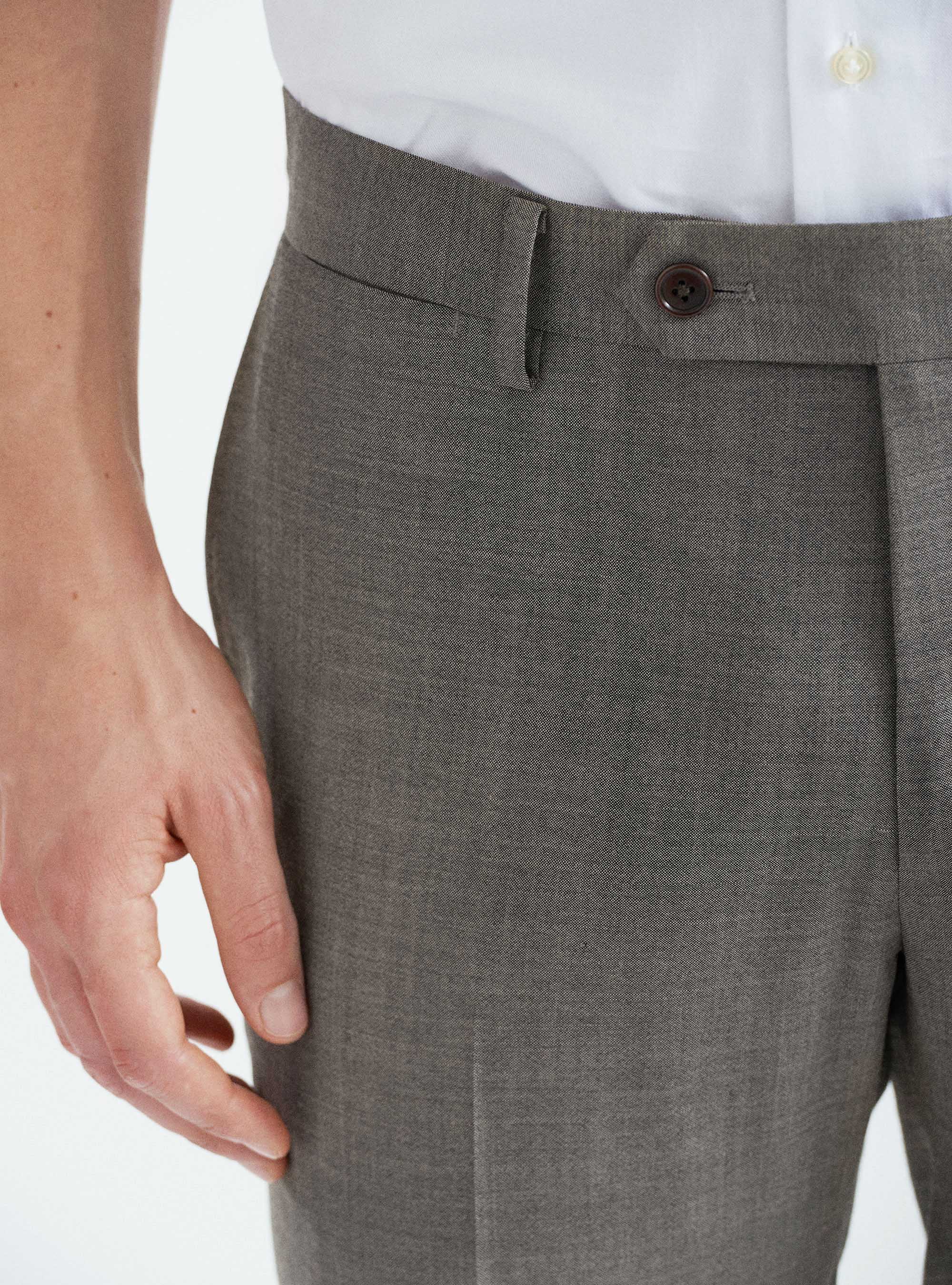 Fresh wool suit trousers, ECRU