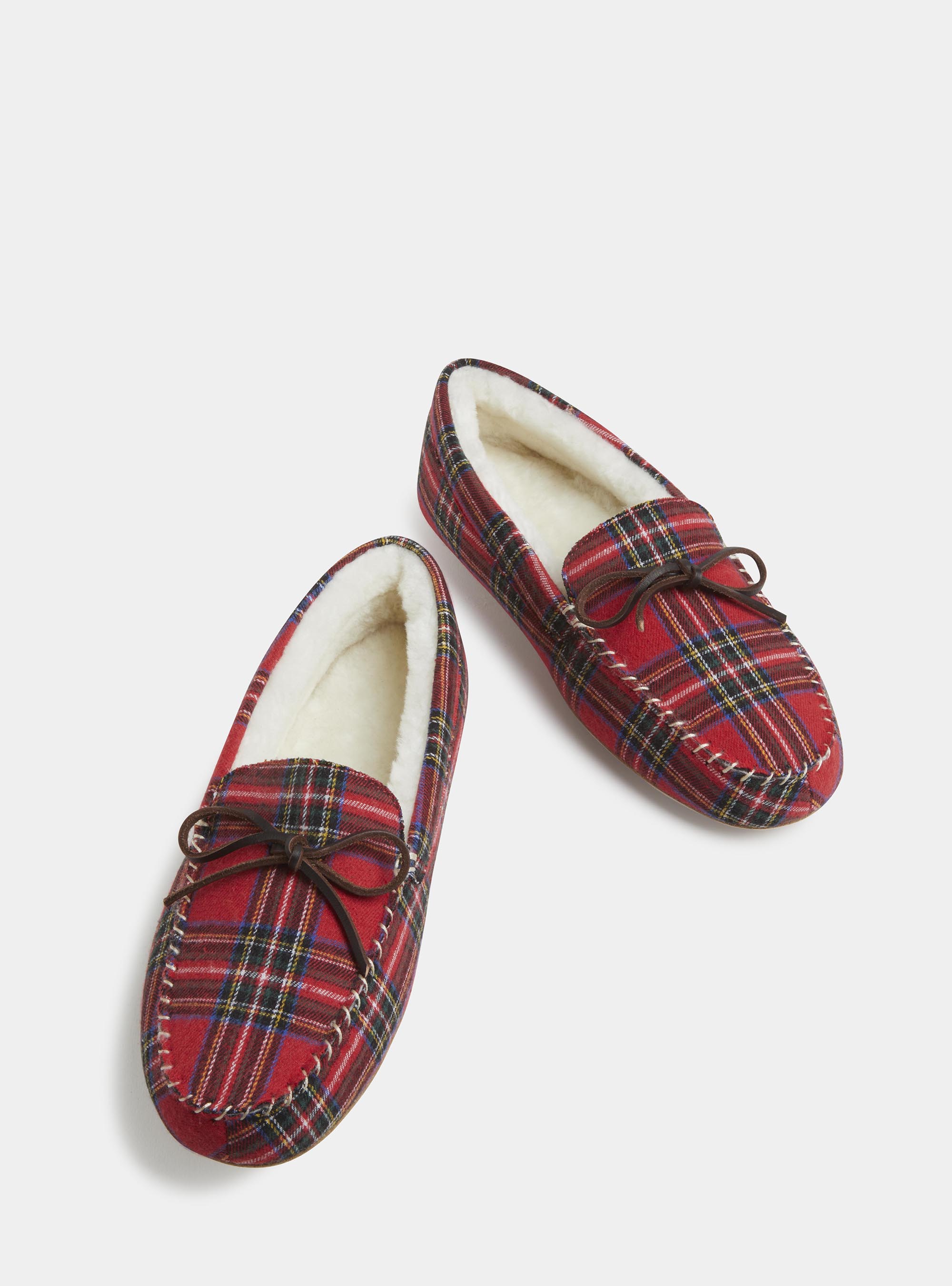Checked flannel slippers, RED