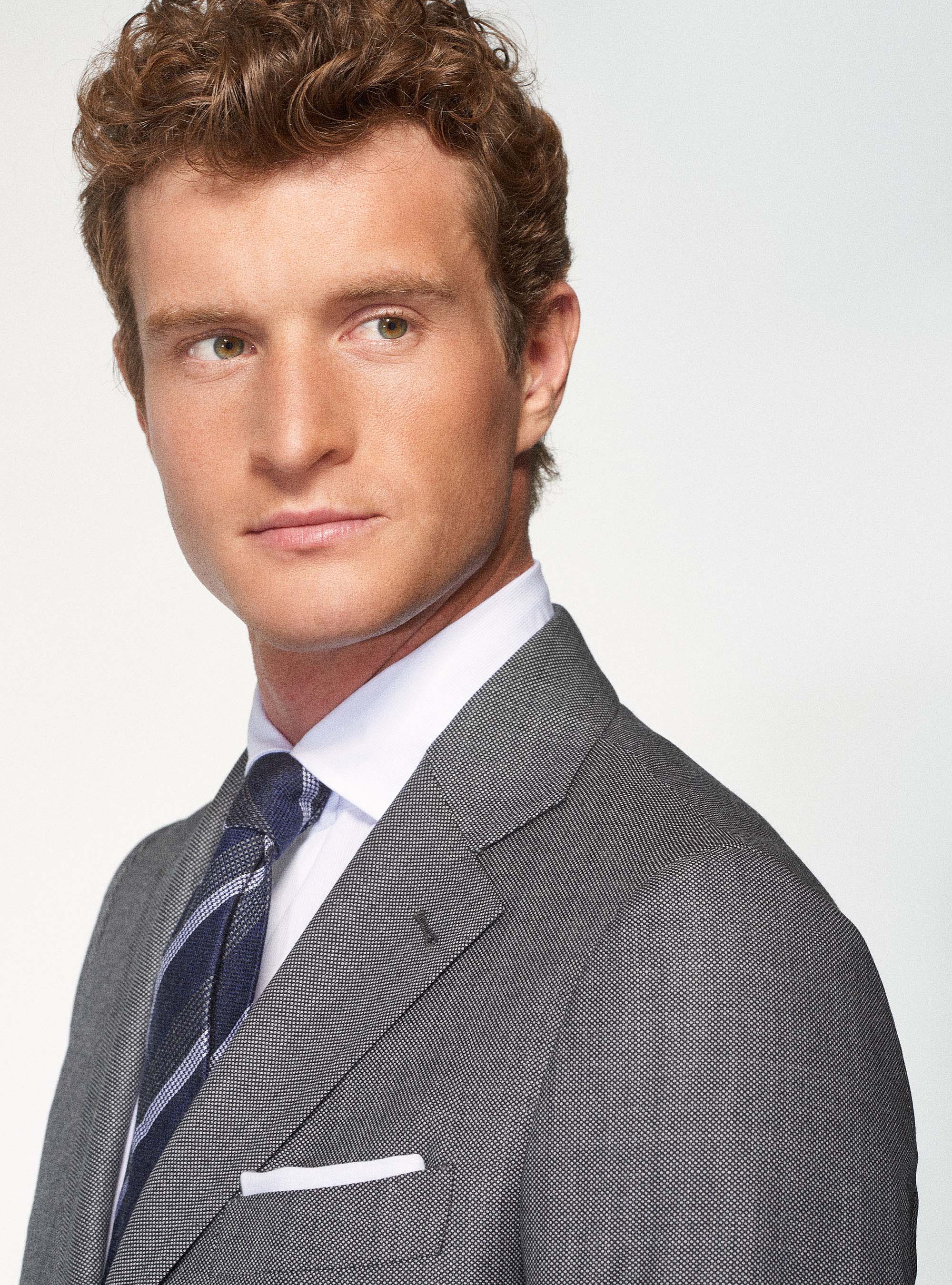 Giacca per abito in lana occhio di pernice superfine 110's Vitale Barberis Canonico, GRIGIO CHIARO