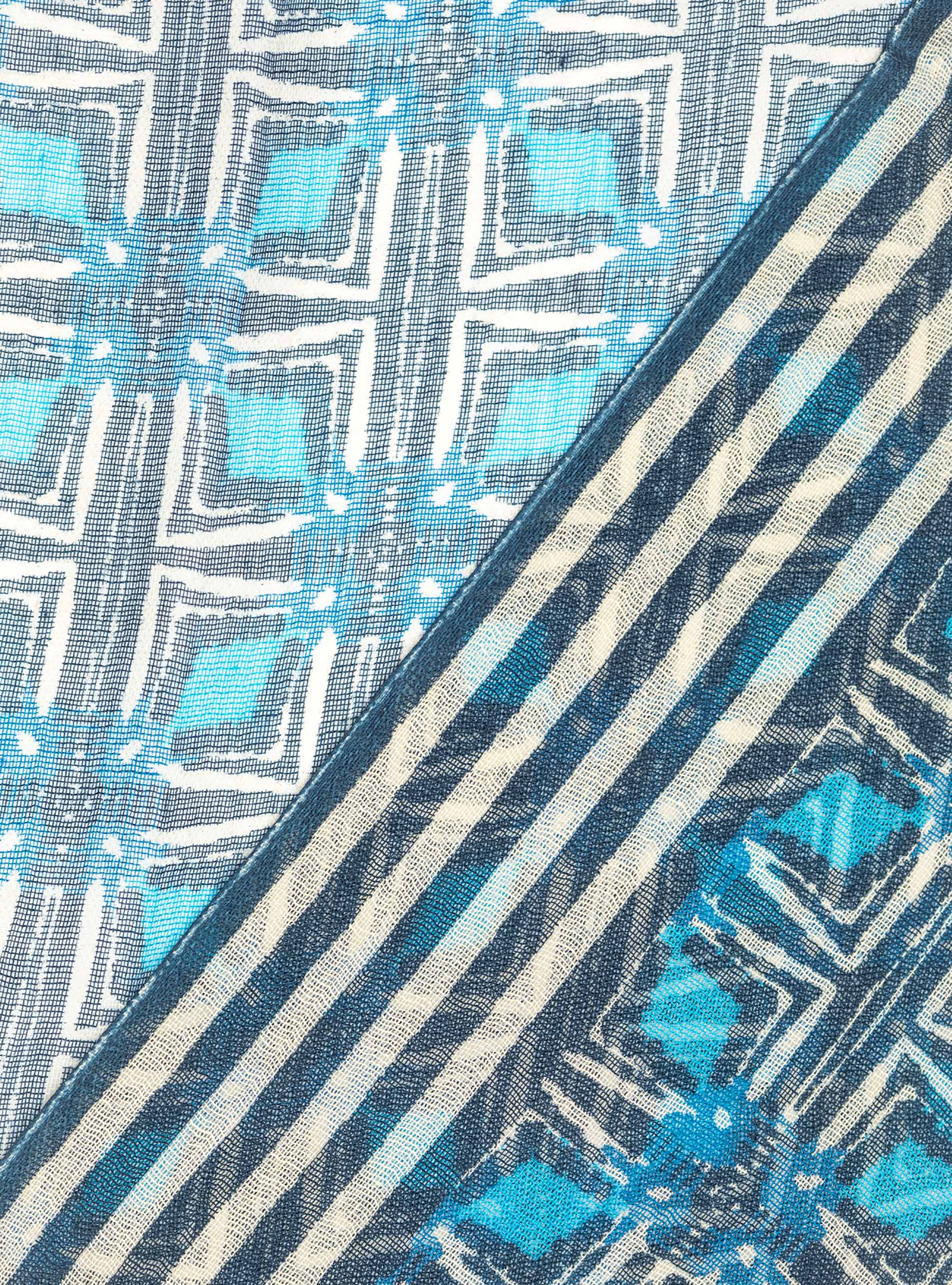 Geometric fantasy scarf, NAVY BLUE