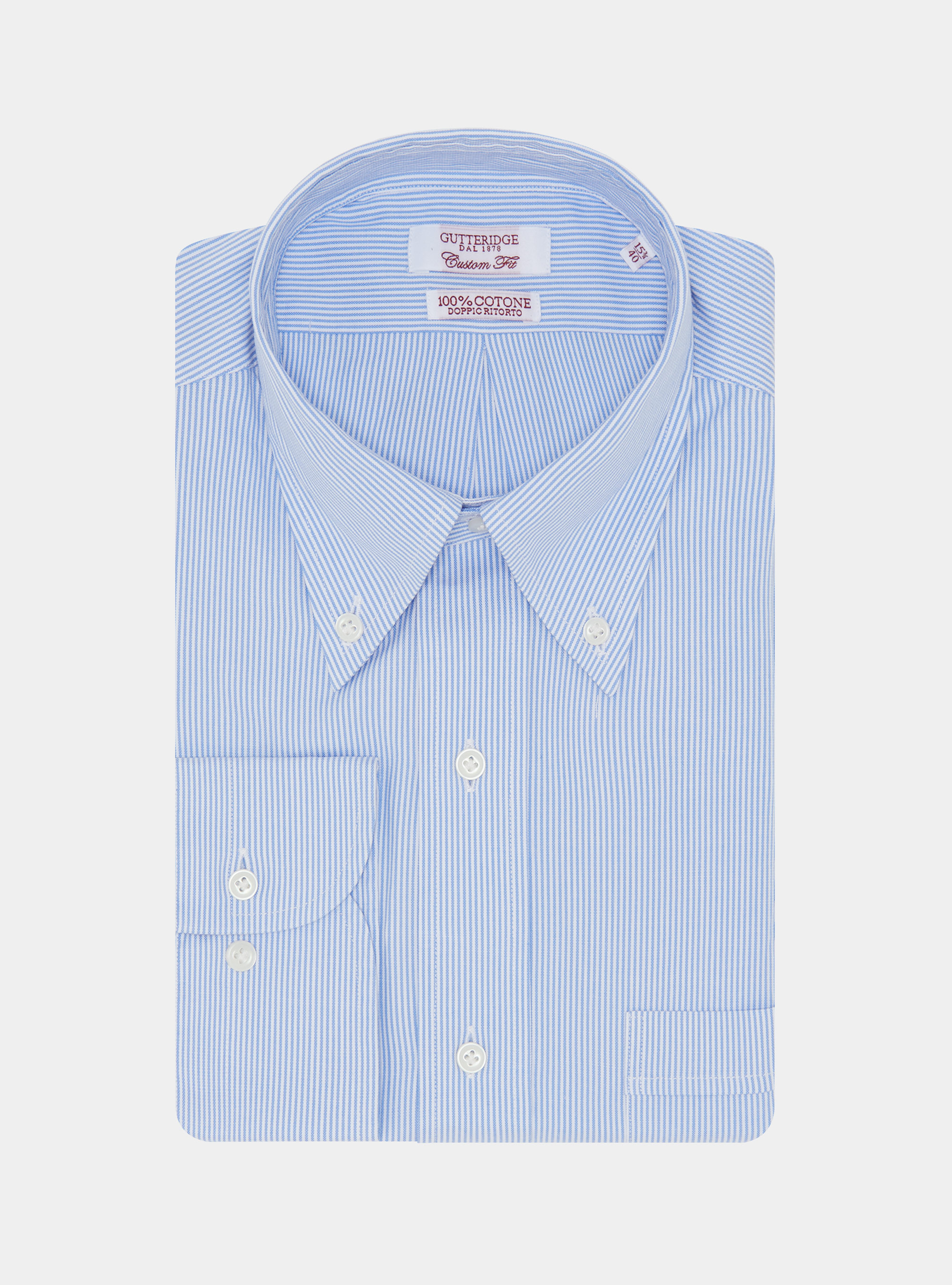 Camicia confortevole in cotone oxford rigato, AZZURRO