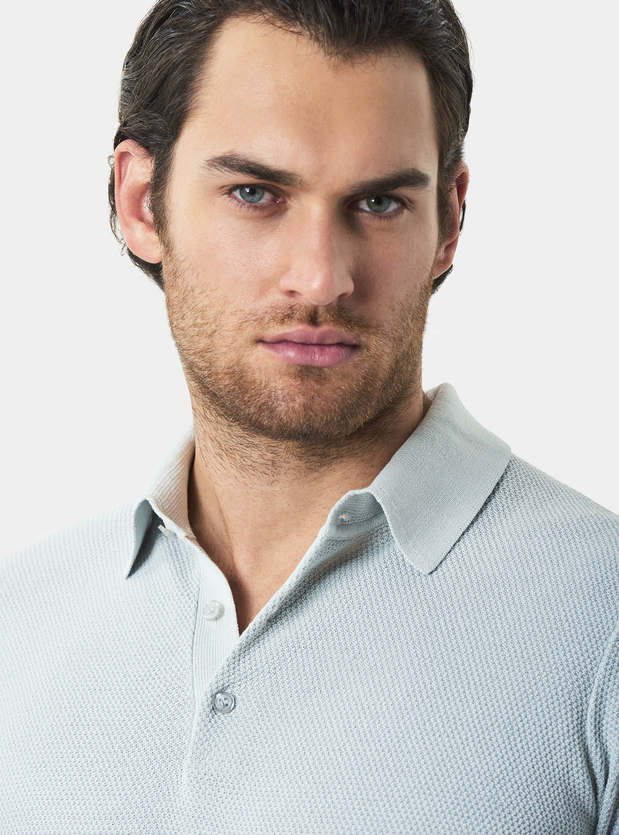 Maglia a polo a maniche corte in cotone, PERLA 0178C