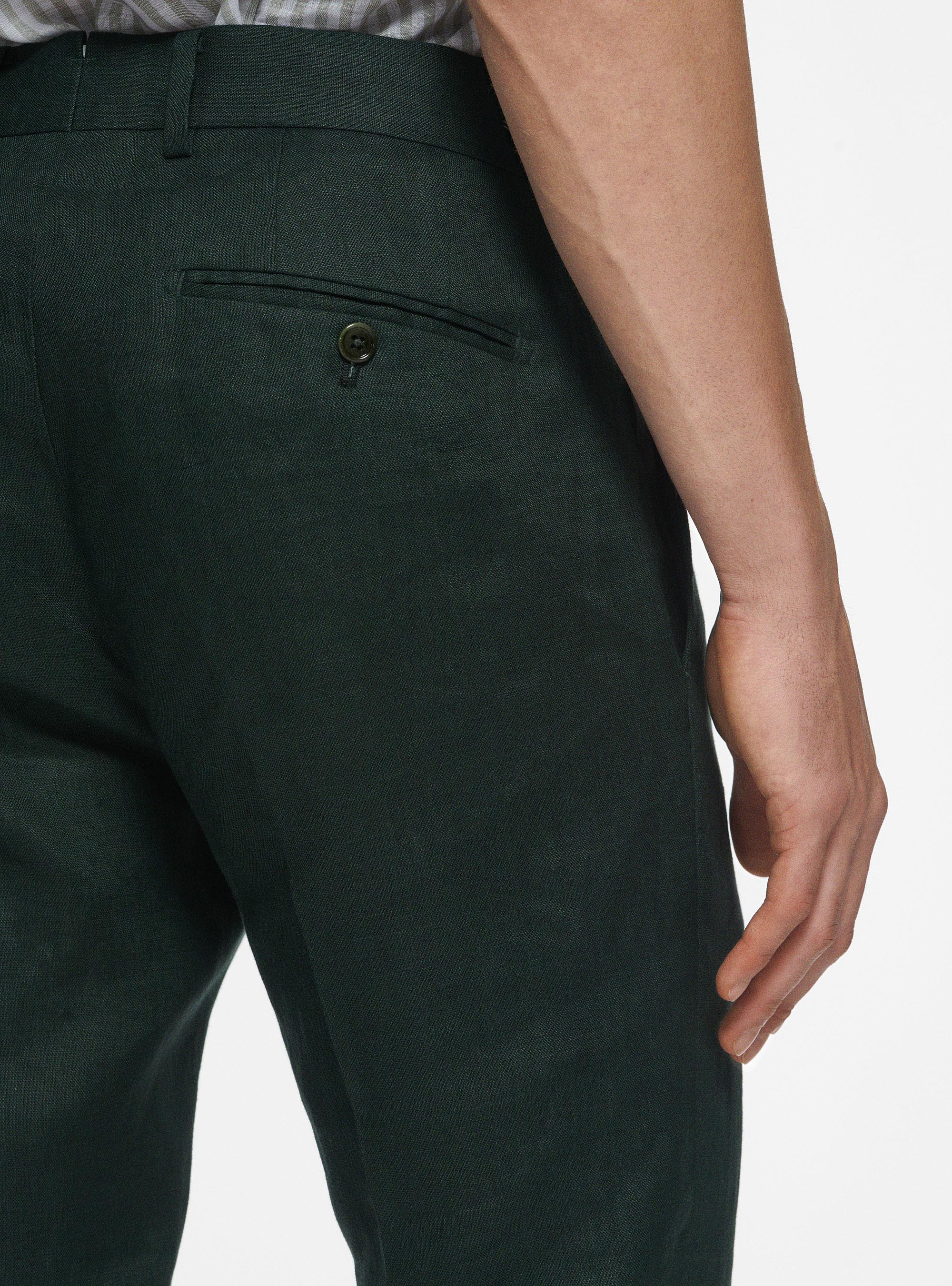 Pantaloni in puro lino, VERDE