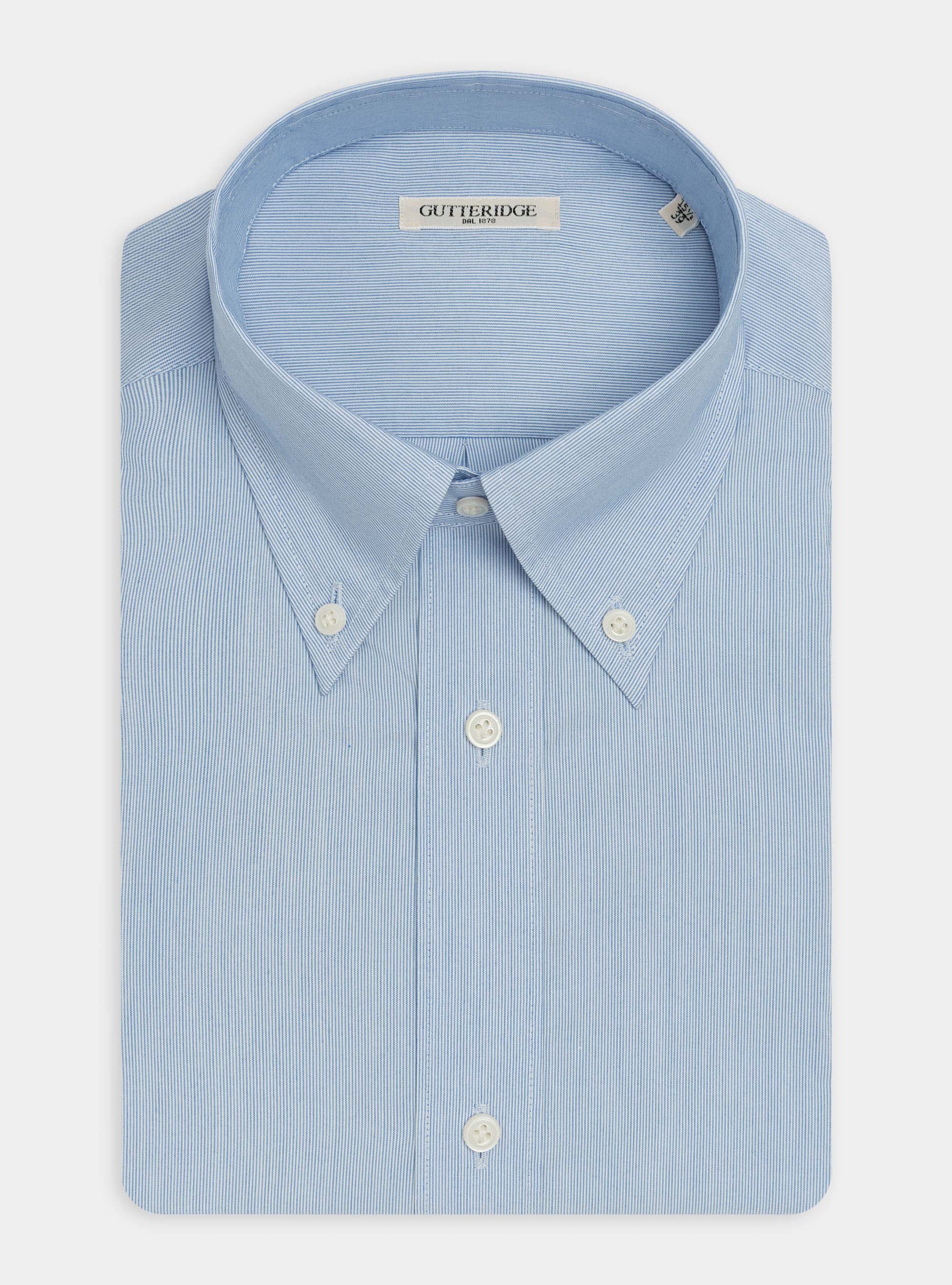 Camicia collo button down in misto cotone Ecomade, AZZURRO