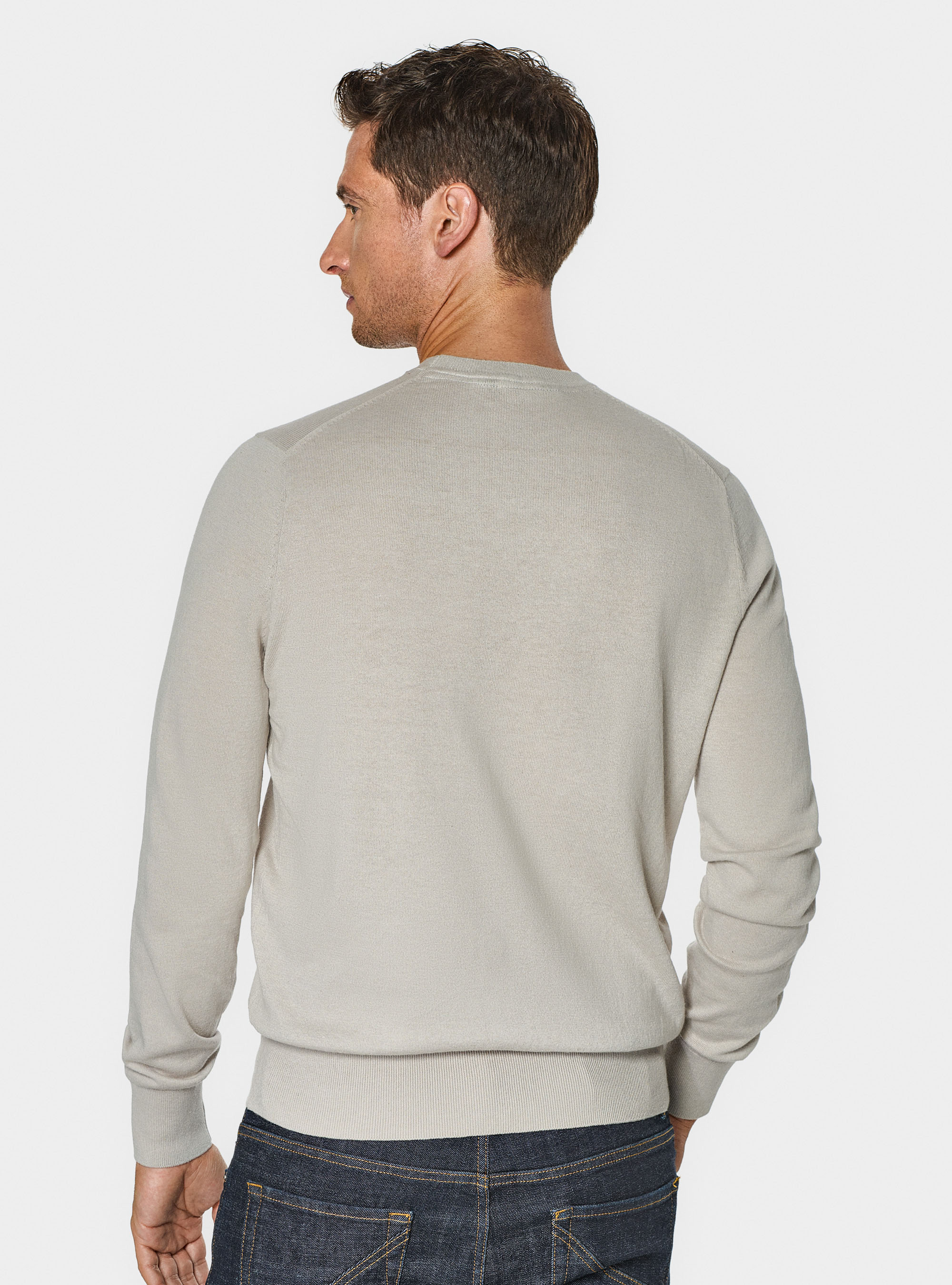 Tricot &agrave; col rond en coton soie et cachemire, PERLA 0178C