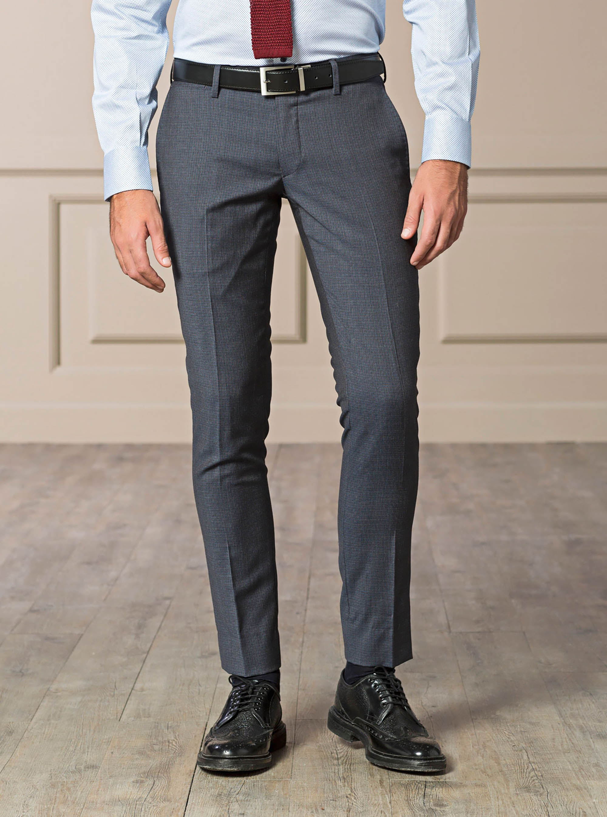 Pantaloni slim con tasca a filo, BLU NAVY