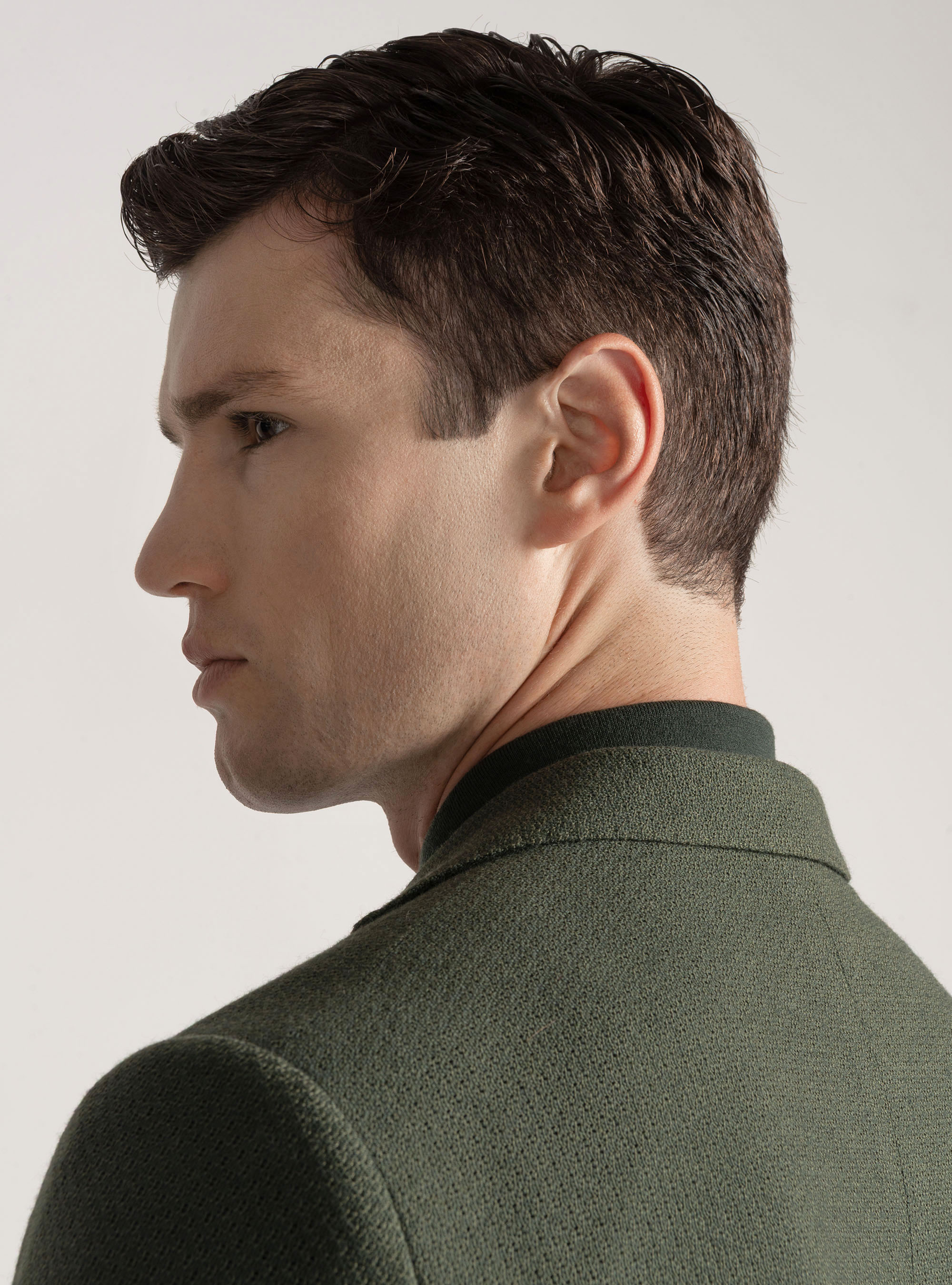 Giacca giro inglese in lana e cotone, VERDE