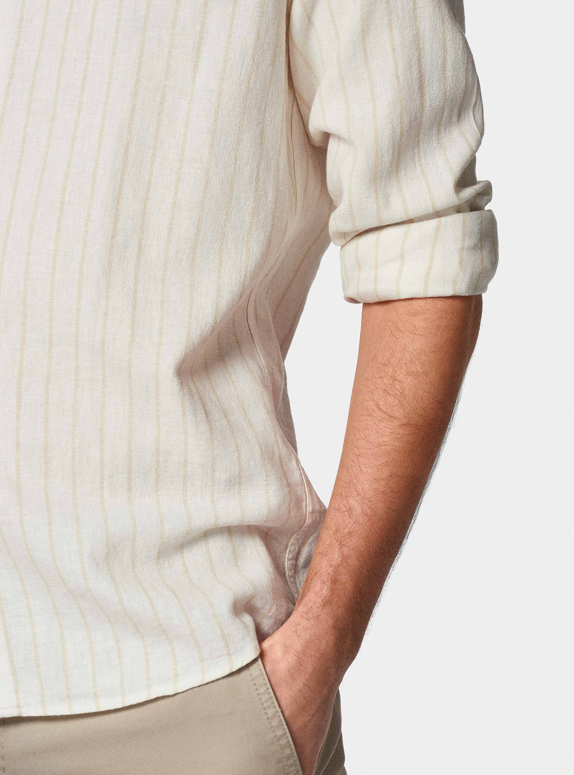 Camisa de rayas de crepé de lino y algodón, NATA