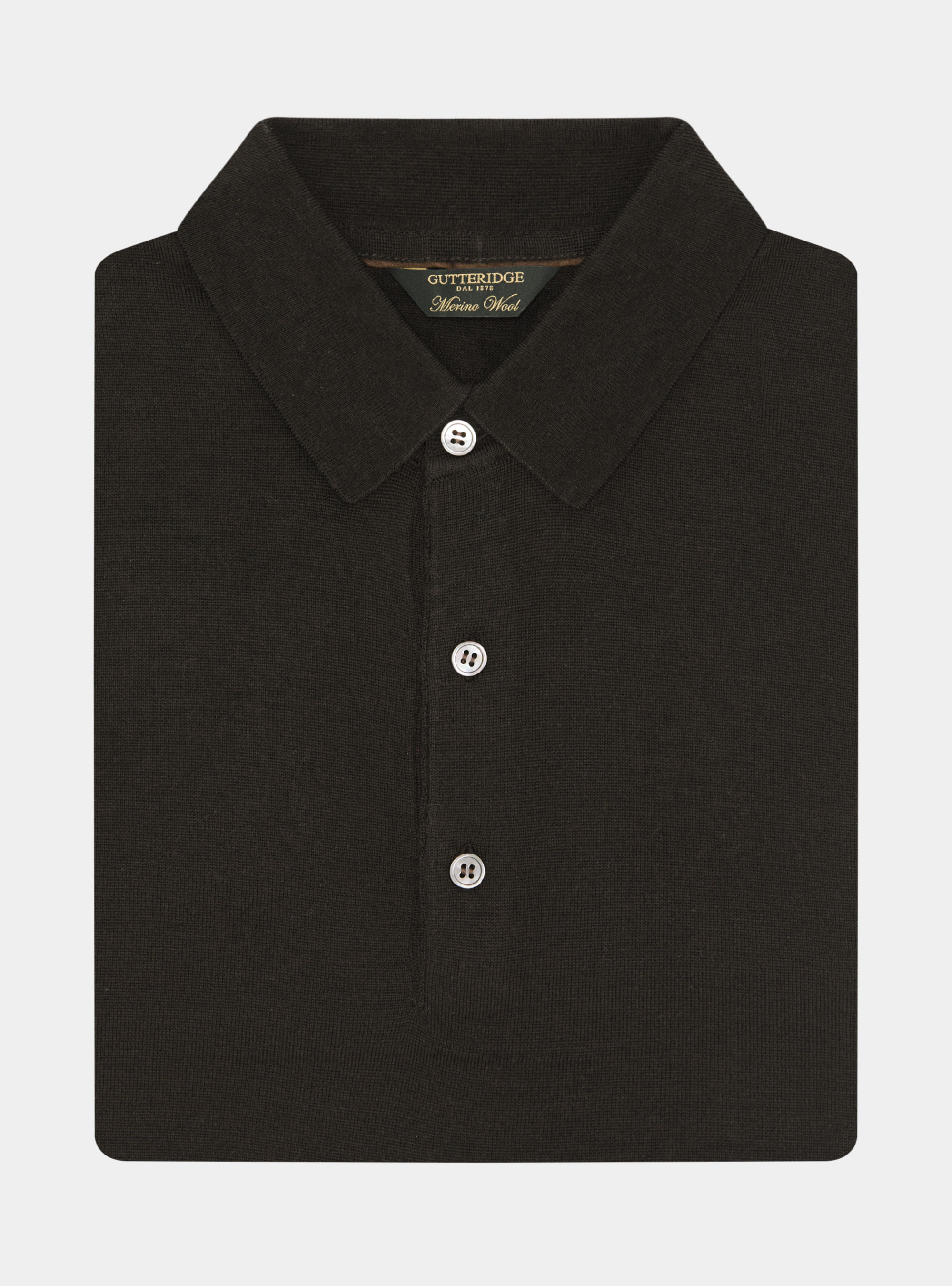Extrafine merino wool knit polo shirt, BROWN