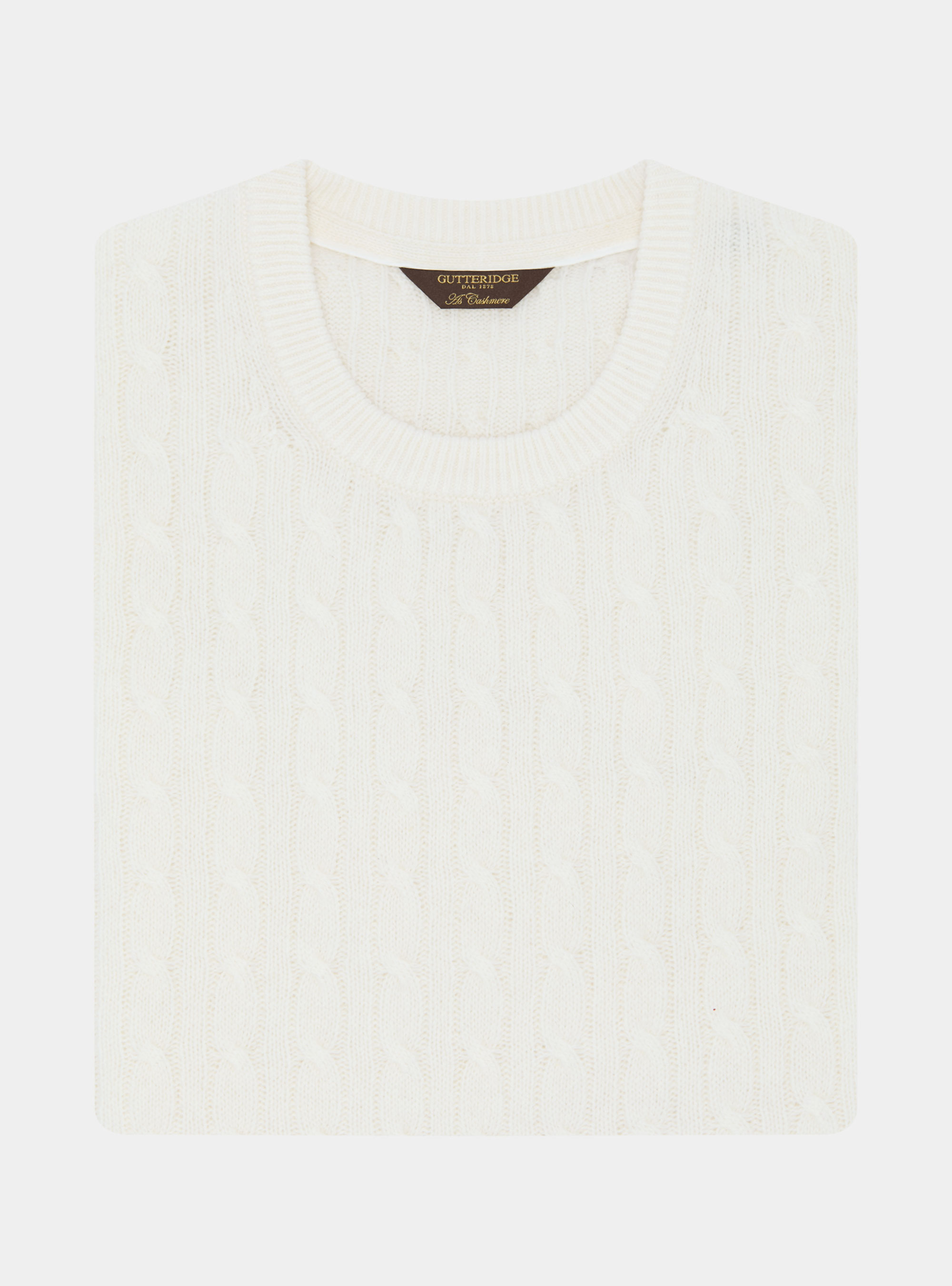 Cashmere wool crew-neck sweater with braid, WHITE