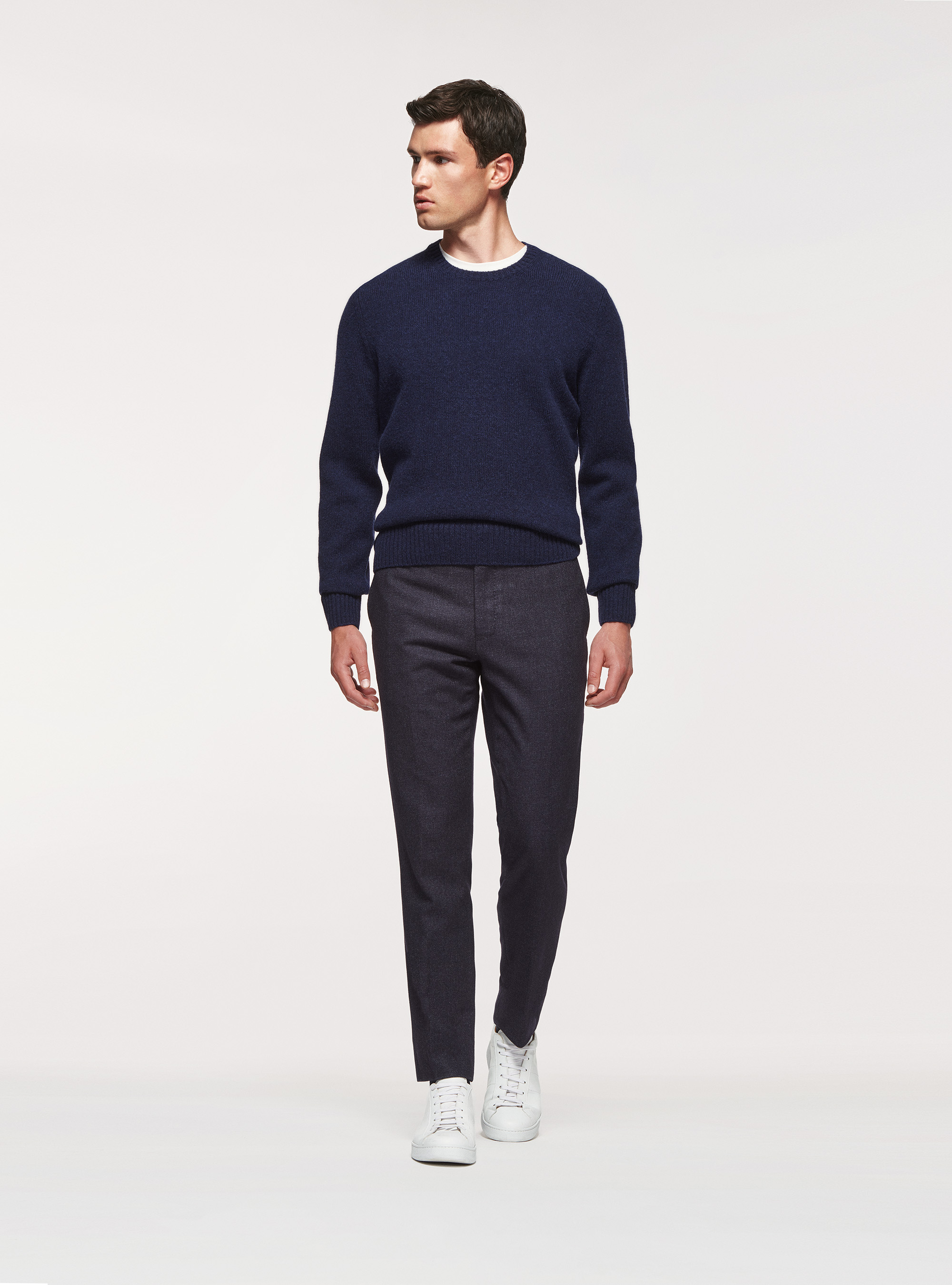 Maglia in pura lana Shetland, BLU NAVY