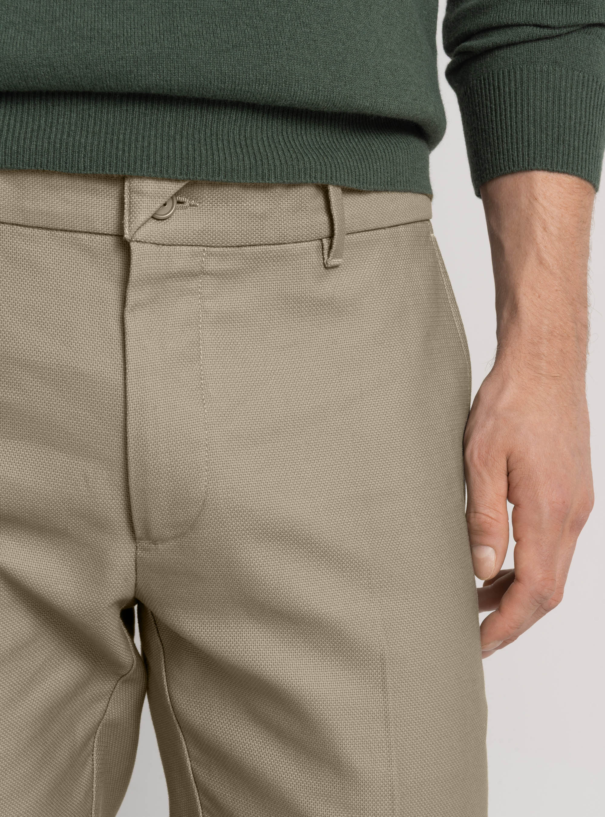 Pantaloni chino slim fit in cotone armaturato, FANGO