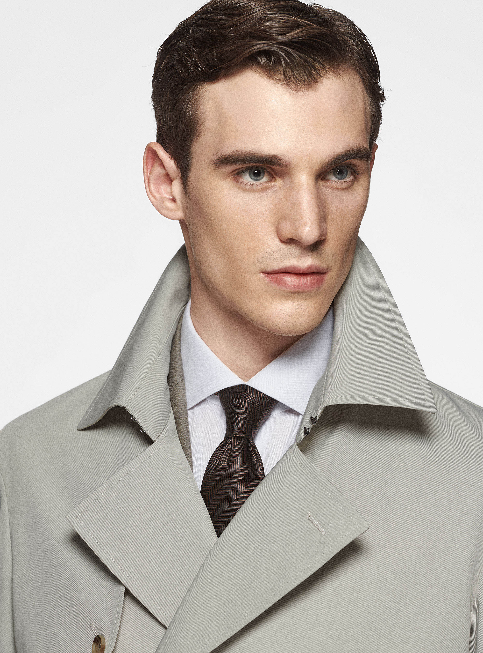 Trench in twill di cotone, ECRU