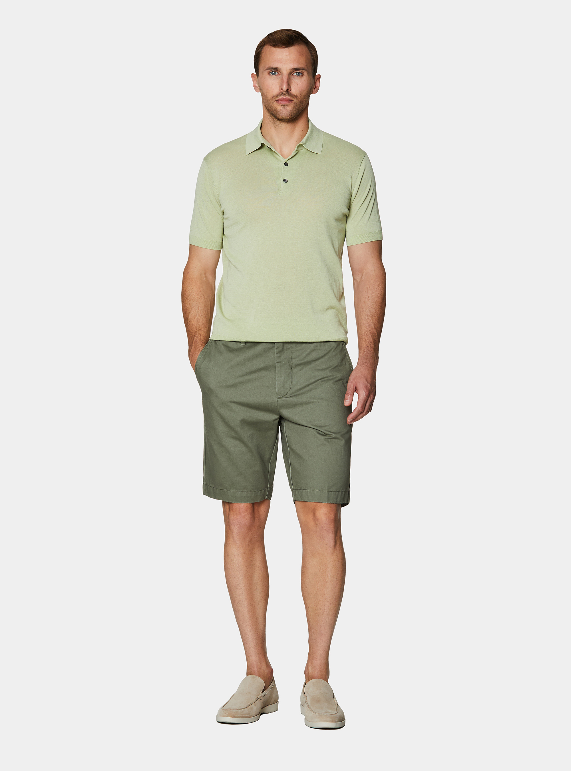 Polo en coton et soie, 0620C VERDE CHIARO