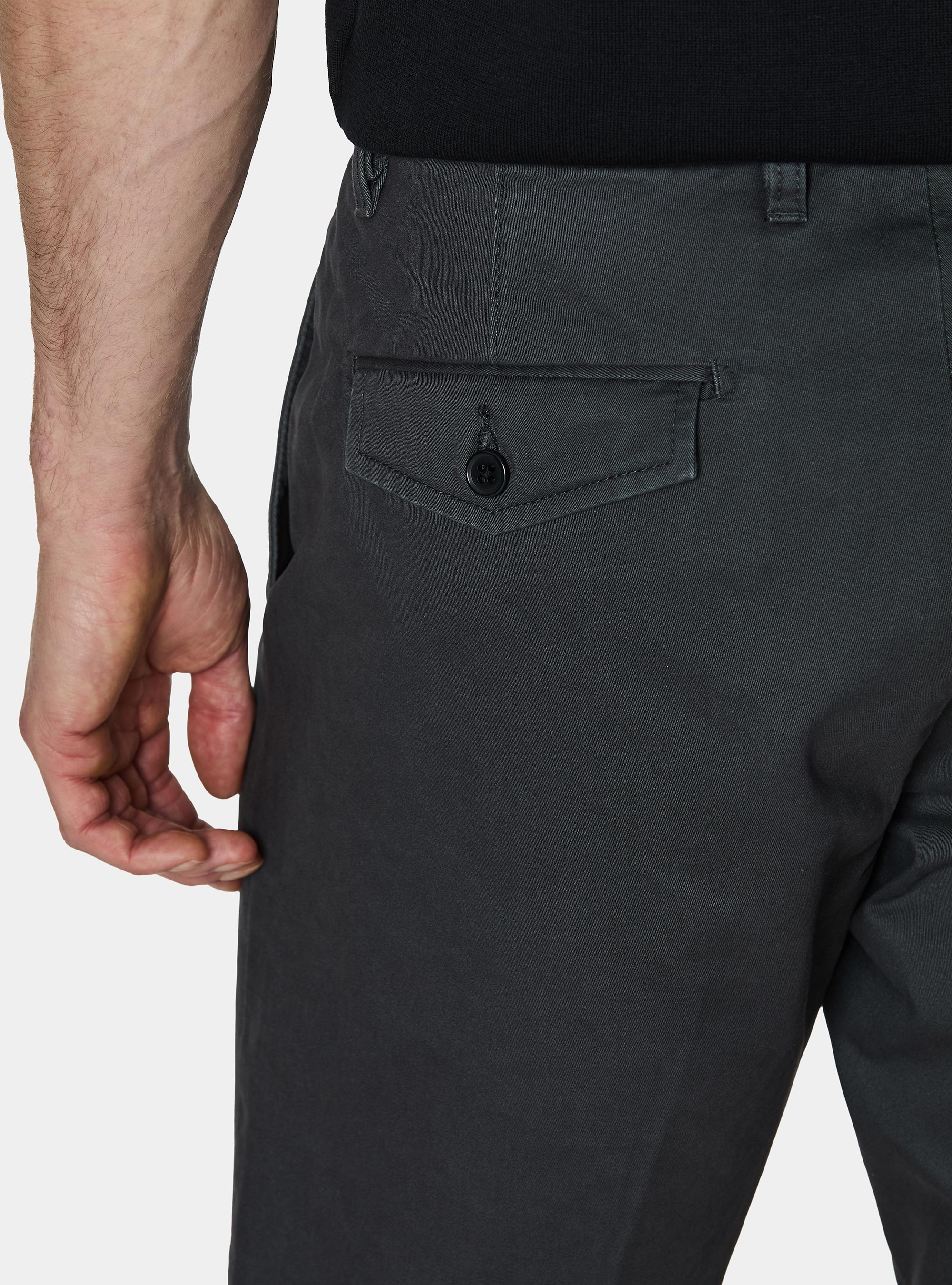 Bermuda chino in twill di cotone, ASFALTO