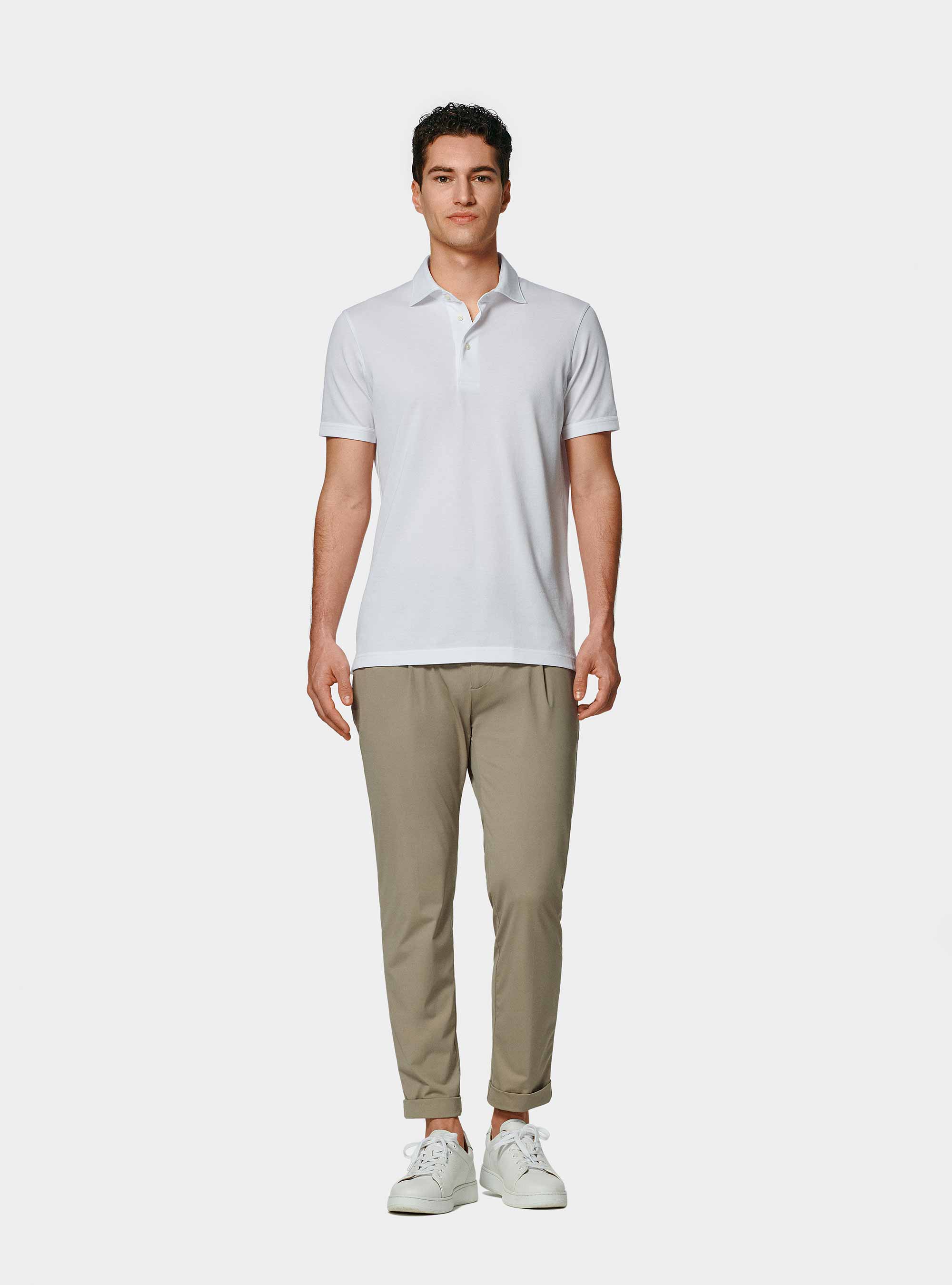 Polo en piqu&eacute; extensible GT01, BLANC