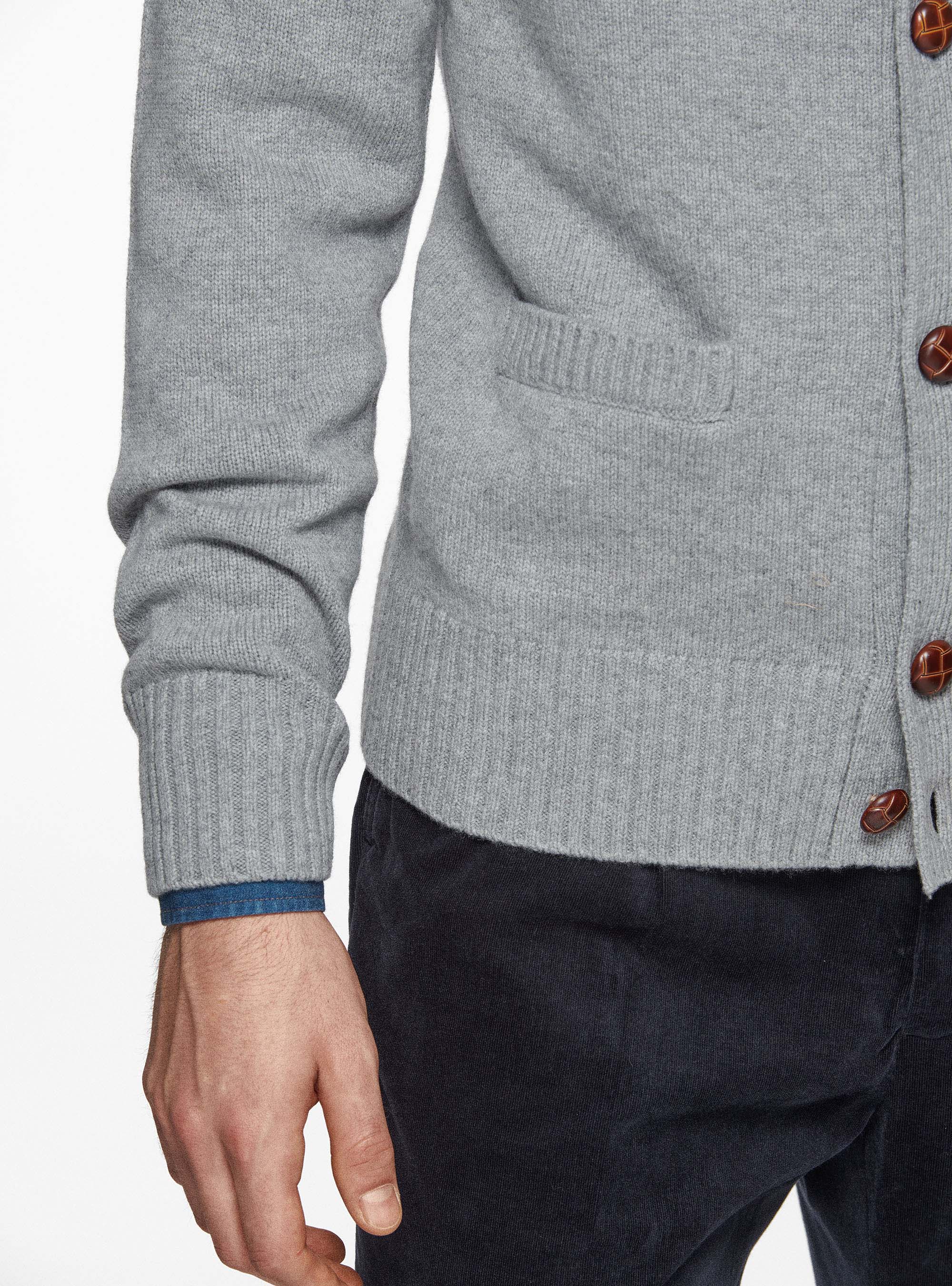 Cardigan in maglia in lambswool, GRIGIO MELANGE 0151C