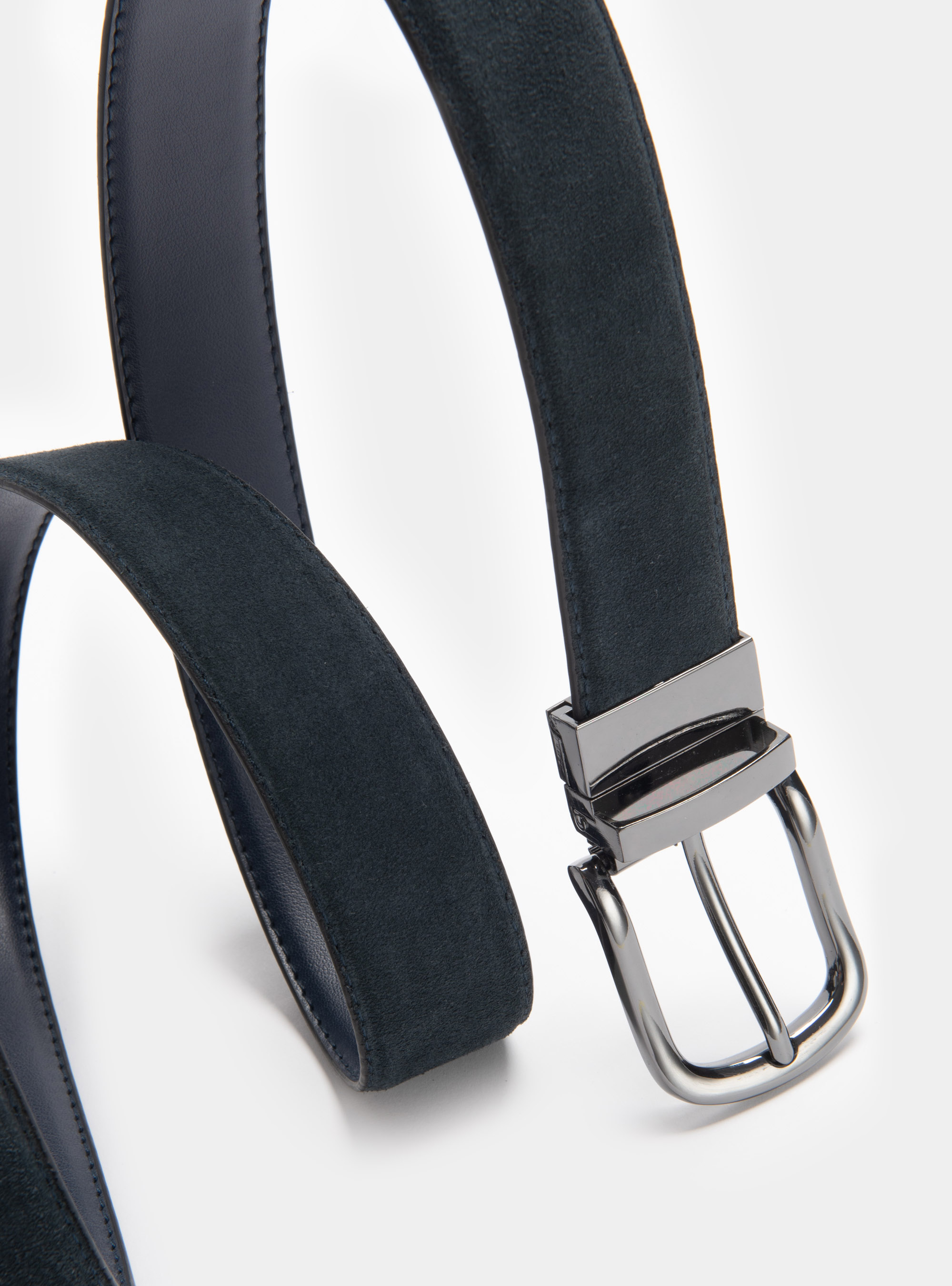 Cintura double face in suede, INCHIOSTRO