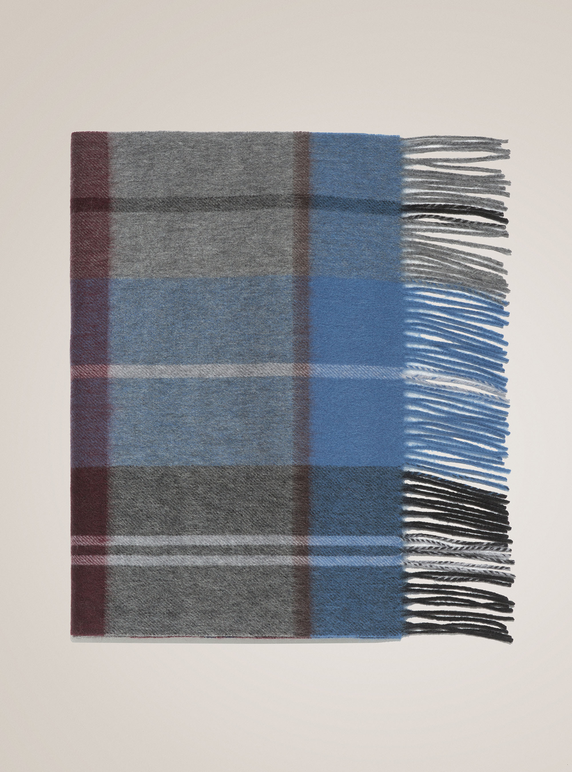 Sciarpa a quadri in lana e cashmere, BLU NAVY