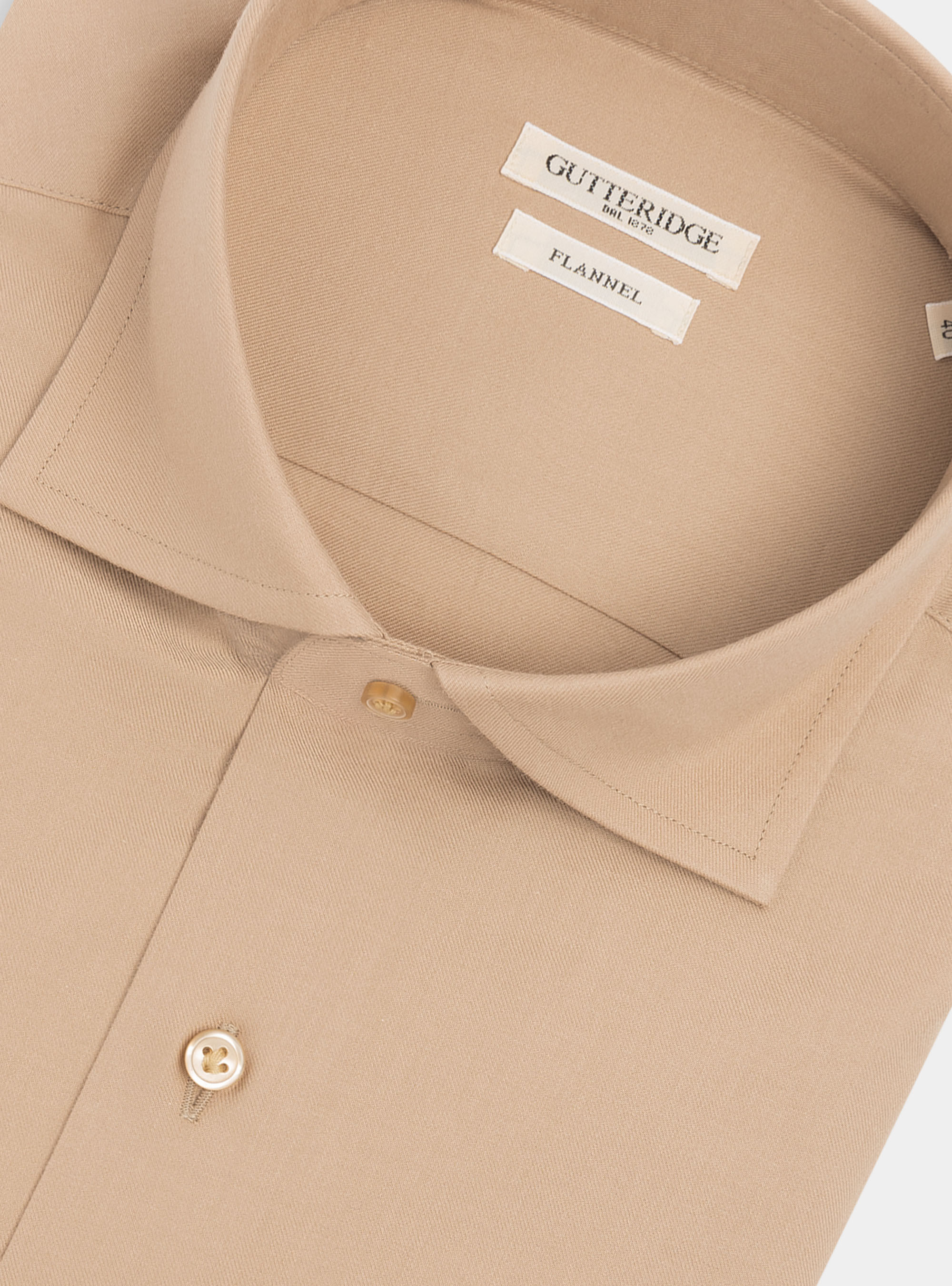 Camicia in flanella unita di cotone, SABBIA