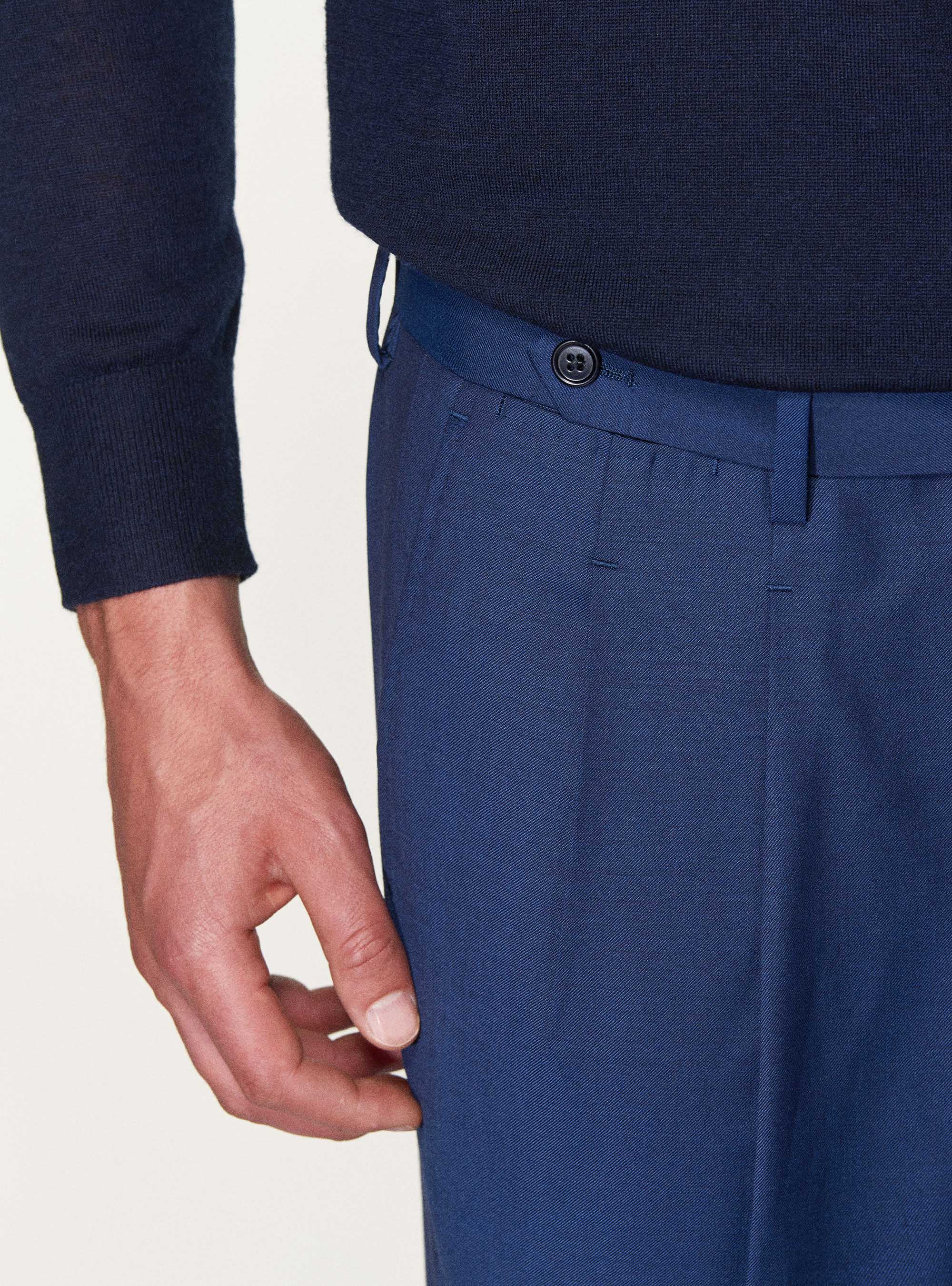 Pantaloni doppia pince in pura lana superfine 120's, BASALTO