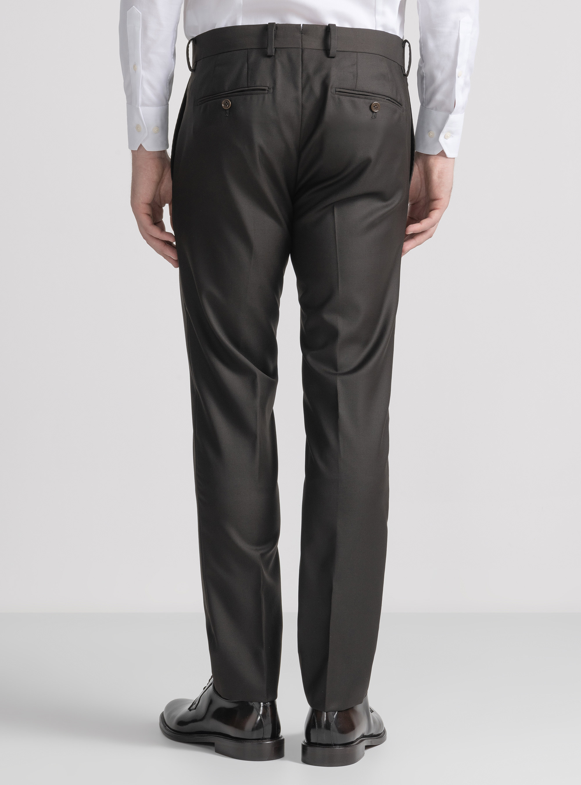 Pantaloni in pura lana superfine 110's, MARRONE