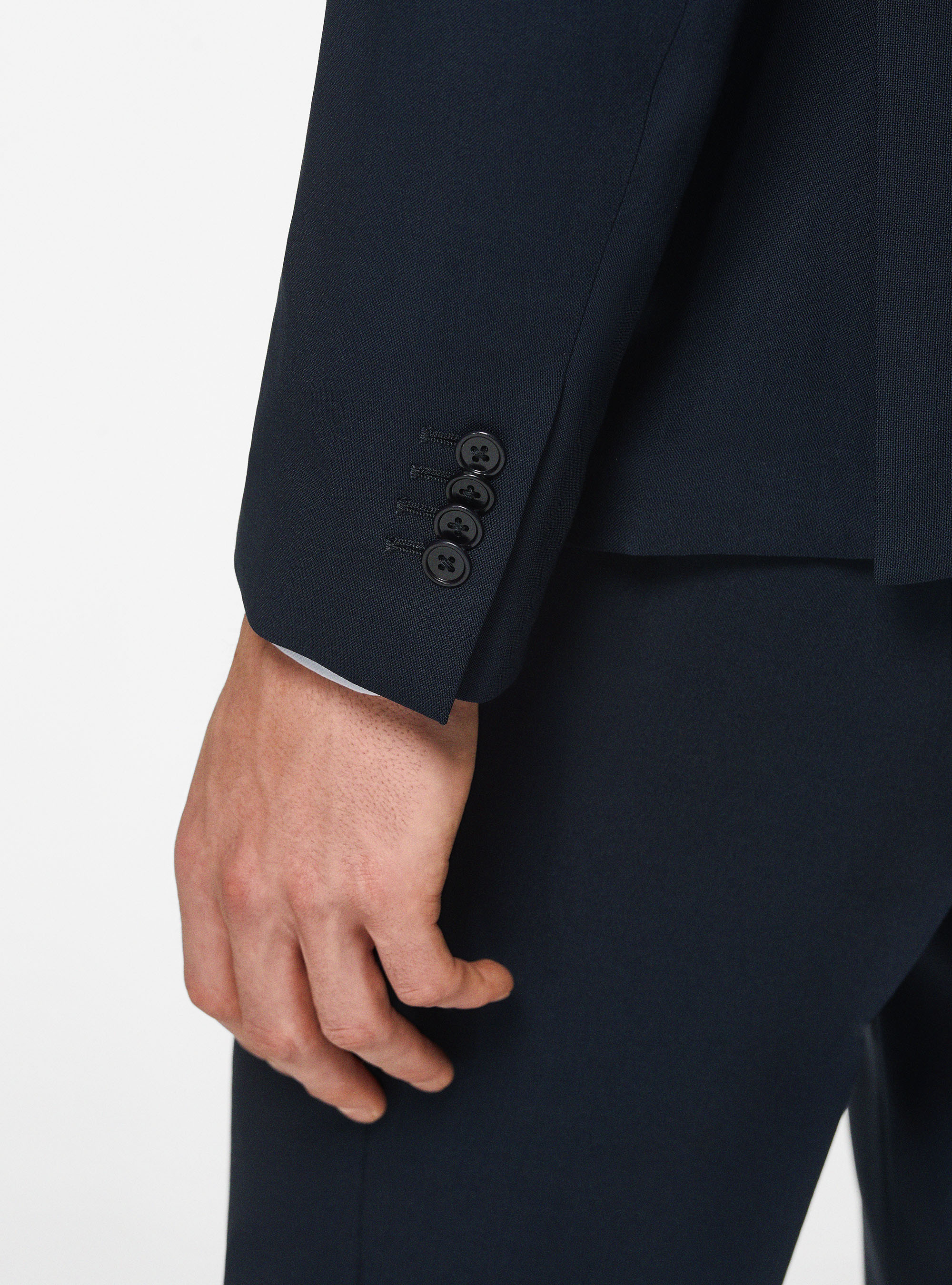 Giacca drop 4 in pura lana, NAVY