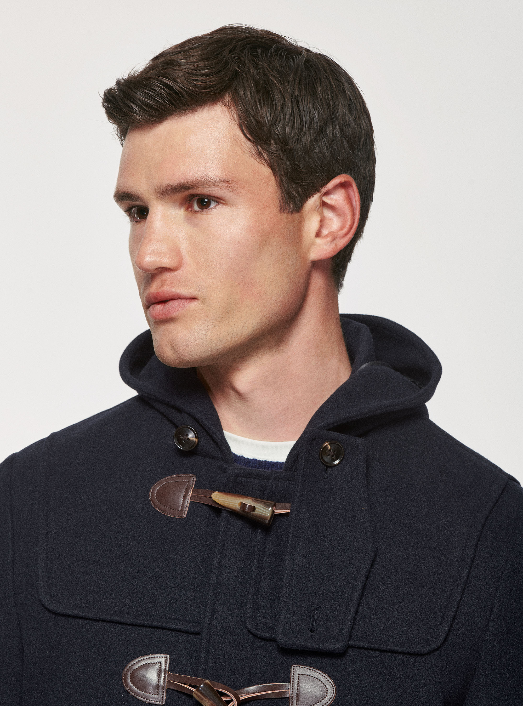 Montgomery con cappuccio in misto lana, BLU NAVY