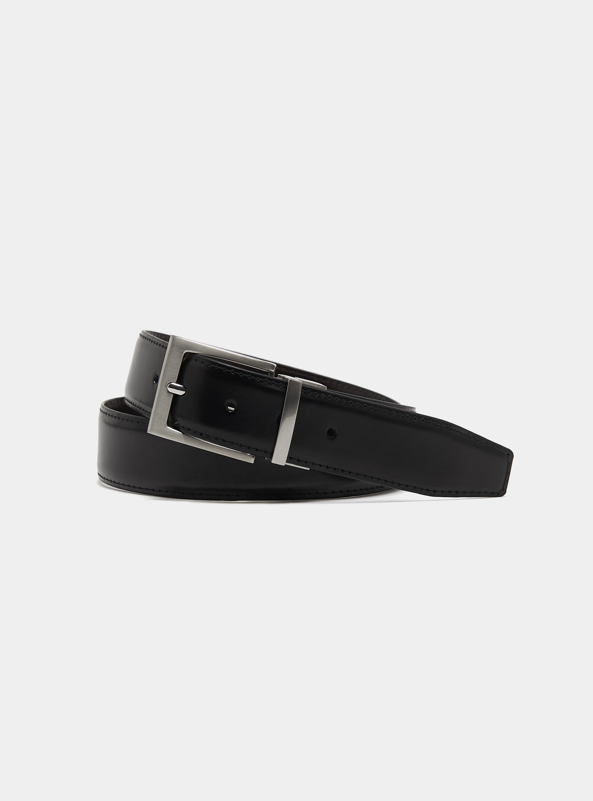 Reversible leather belt, BLACK
