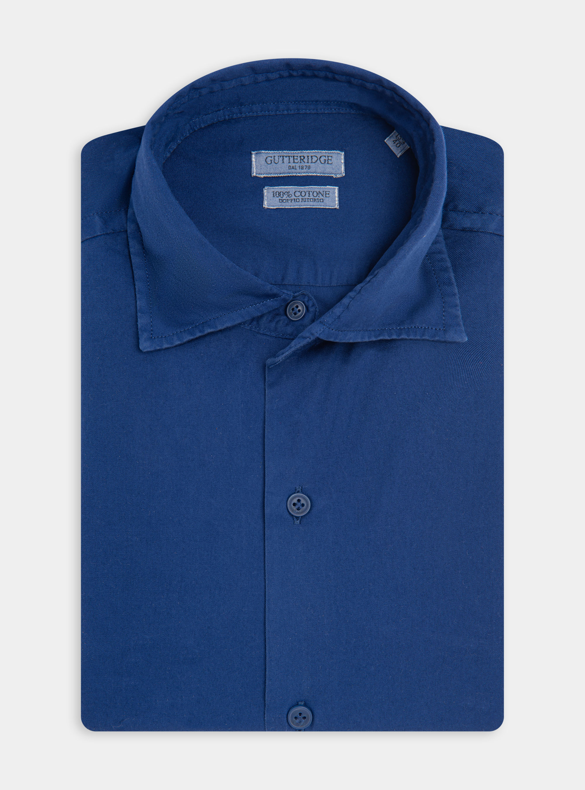 Garment dyed cotton semi-collared shirt | GutteridgeEU | catalog ...