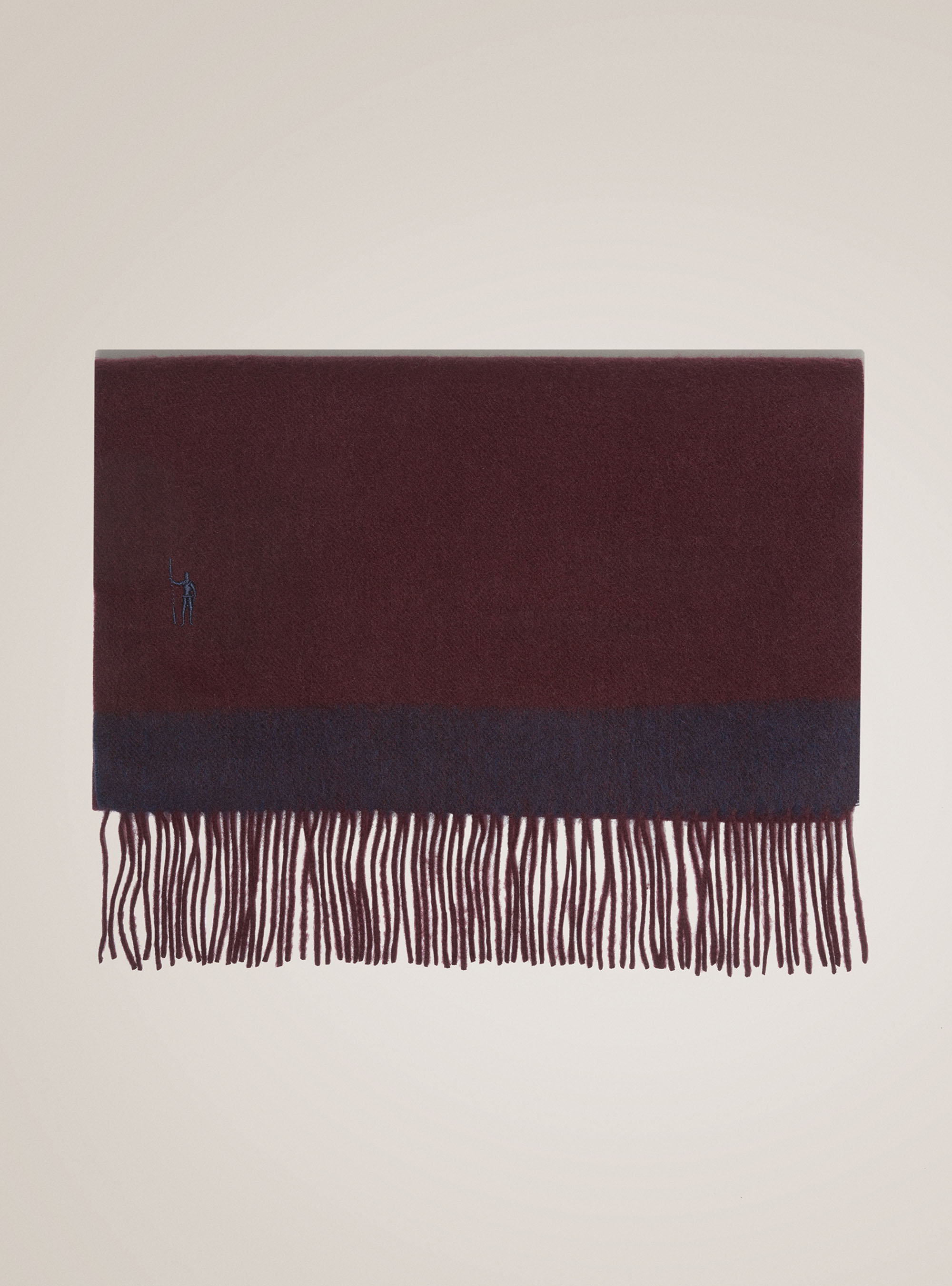 Wool and cashmere scarf with contrasting edge, BORDEAUX