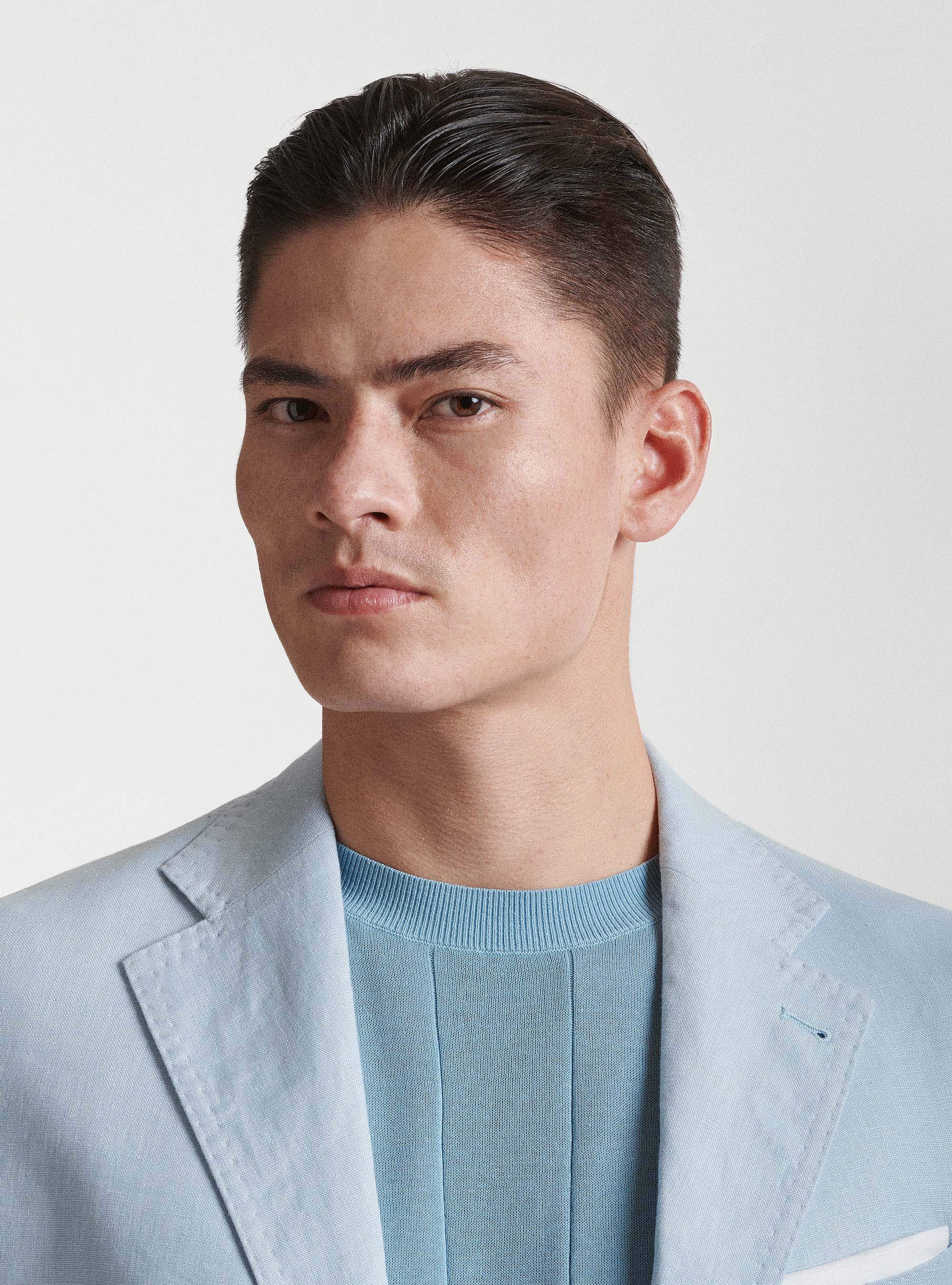 Giacca per abito in puro lino, AZZURRO