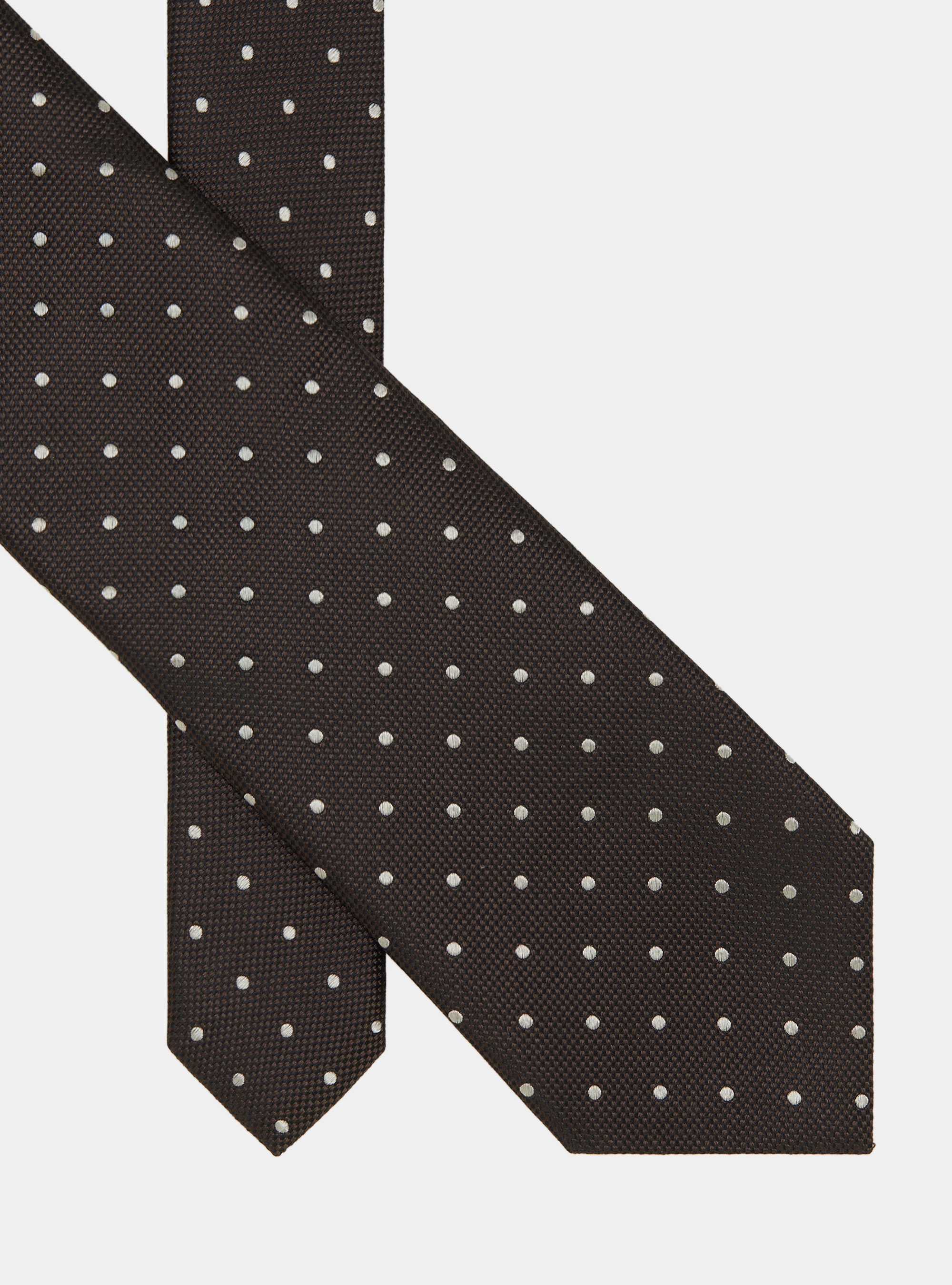 Polka Dot Silk Tie, BROWN/ECRU B093