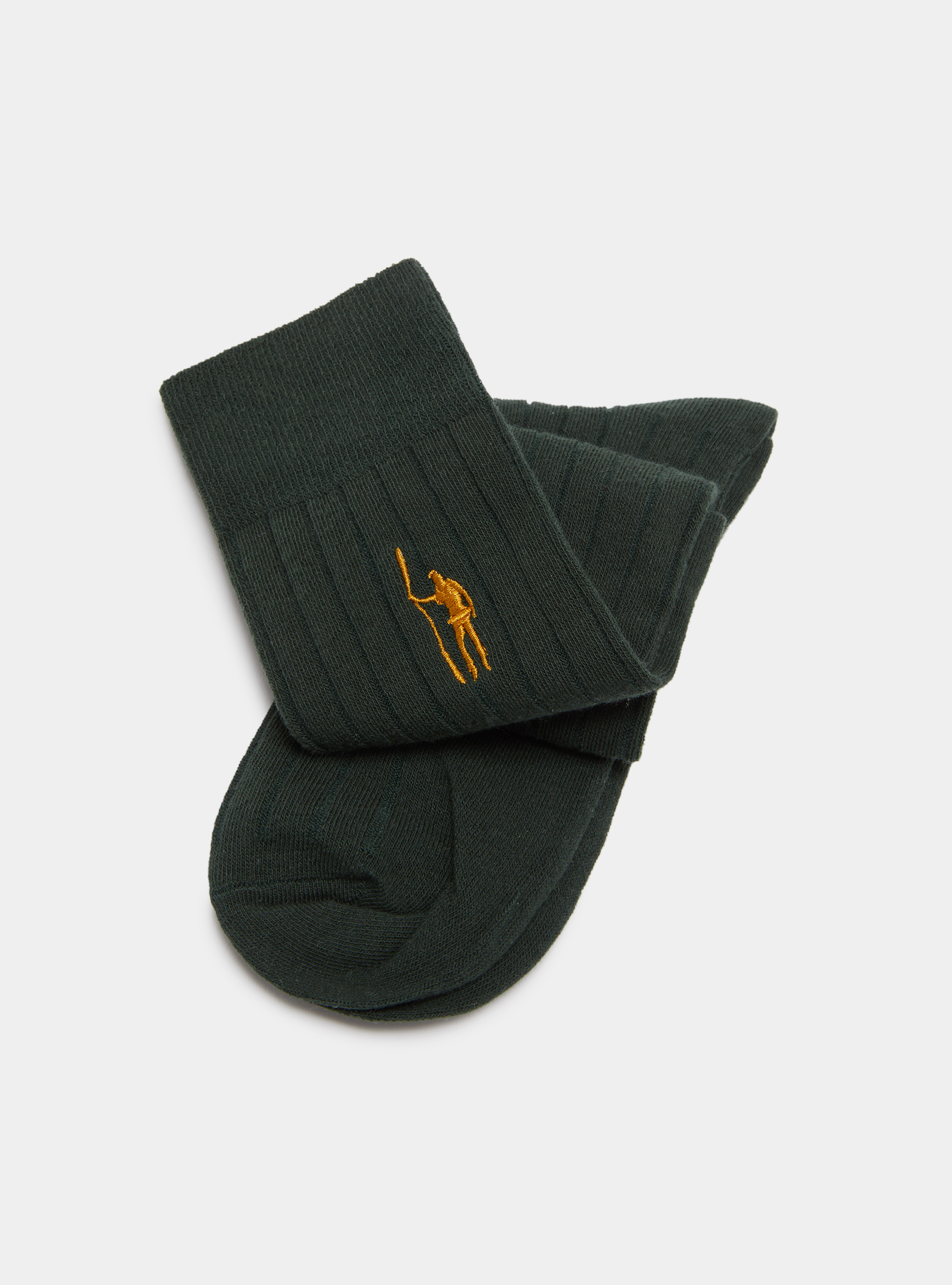 Calcetines de canal&eacute; con bordado, VERDE