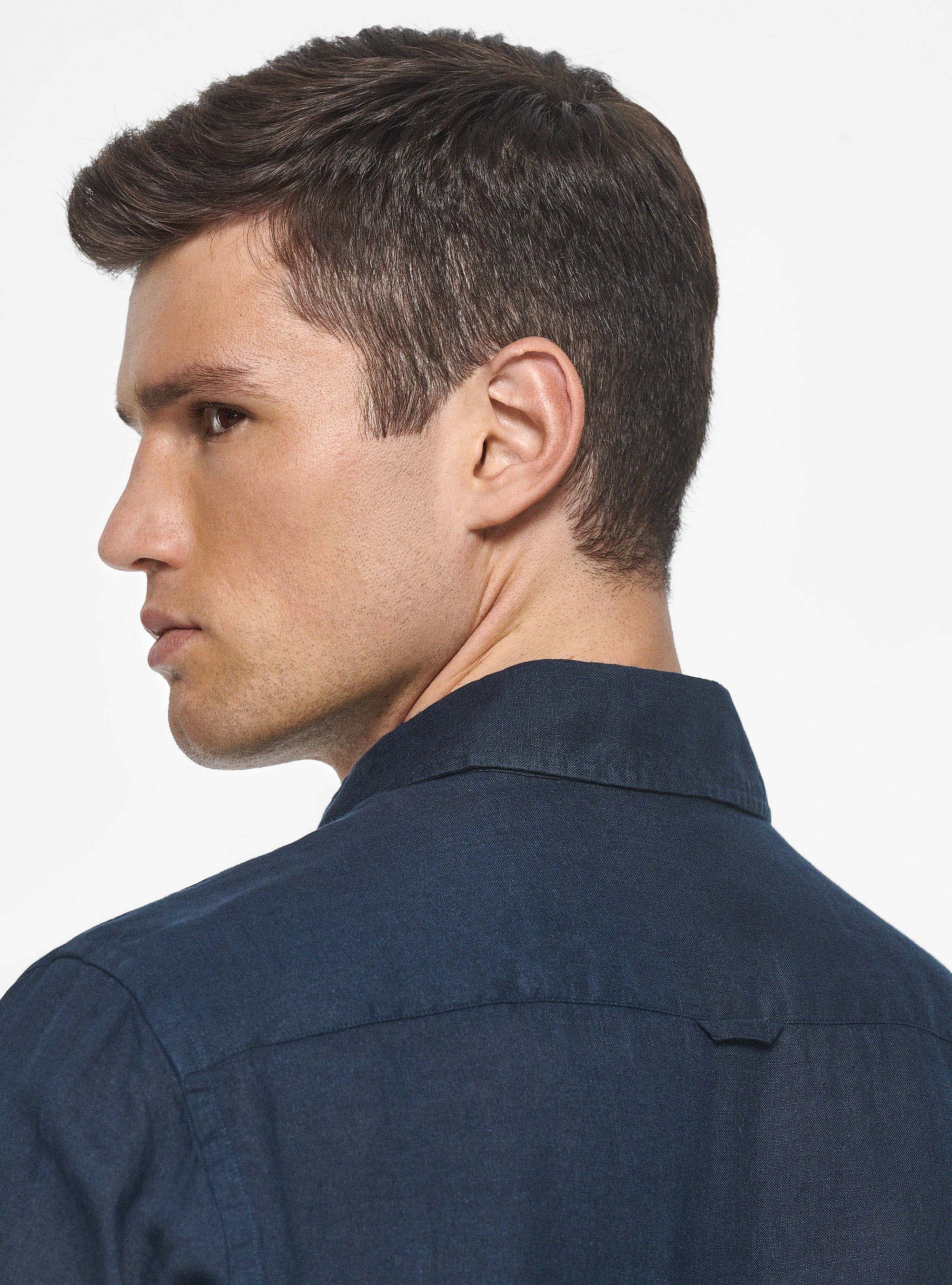 Pure linen shirt, NAVY BLUE