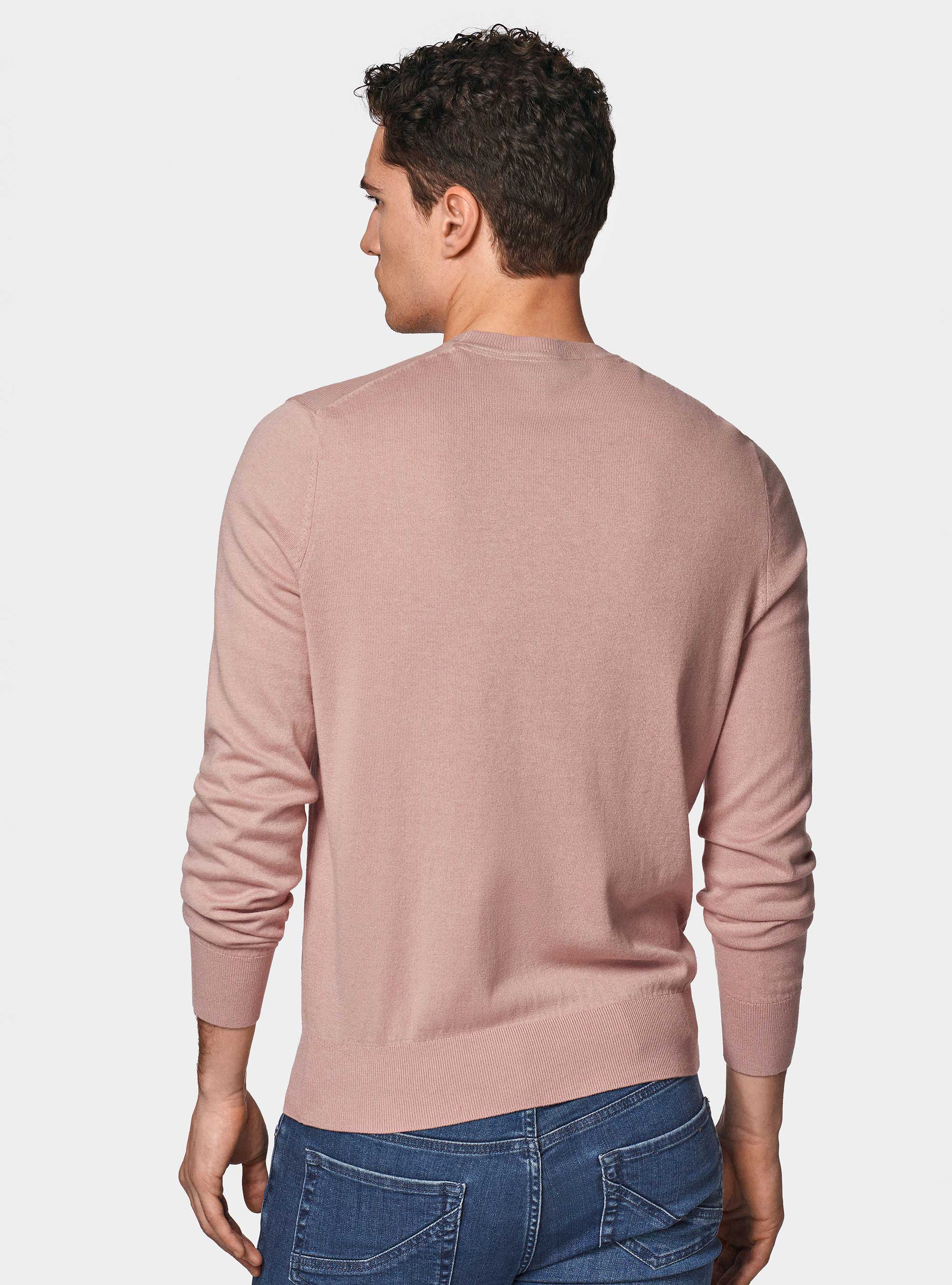 Pullover mit Rundhalsausschnitt aus Baumwolle, Seide und Kaschmir, 0441C ROSA SCURO